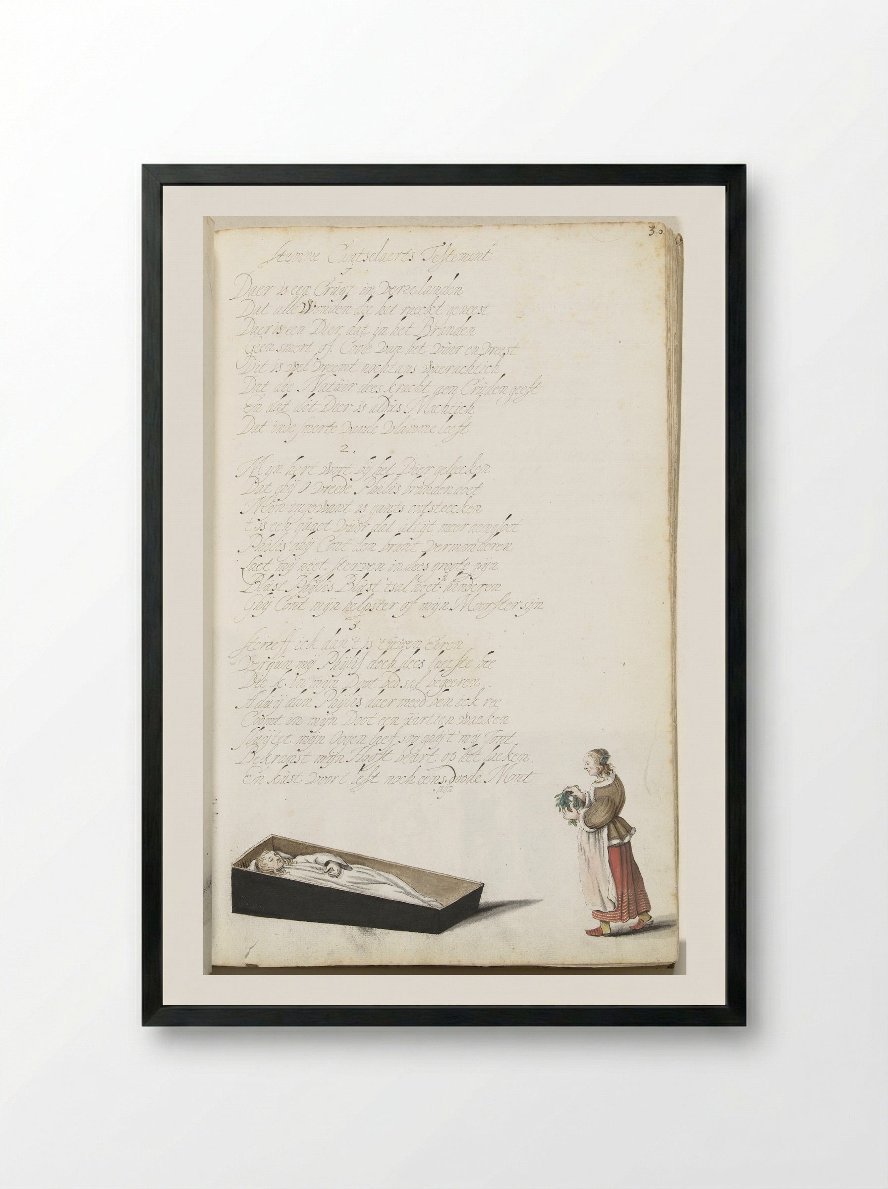 Vrouw met het stoffelijk overschot van haar geliefde - Gesina ter Borch - Framed Print Black