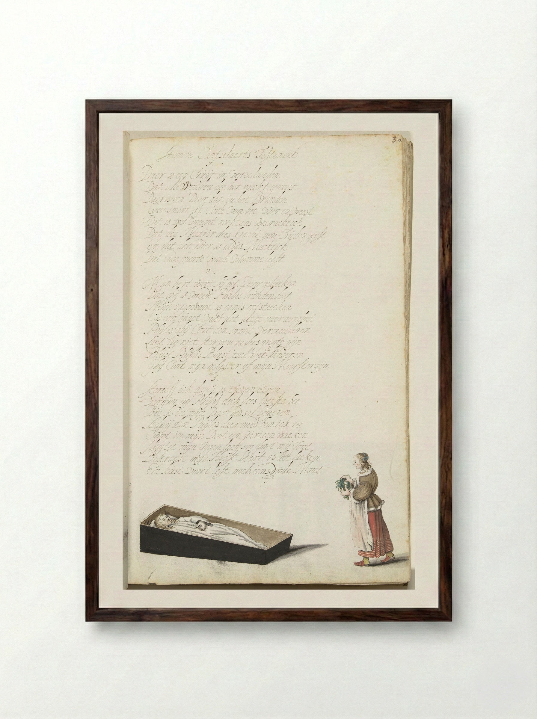 Vrouw met het stoffelijk overschot van haar geliefde - Gesina ter Borch - Framed Print Dark Wood
