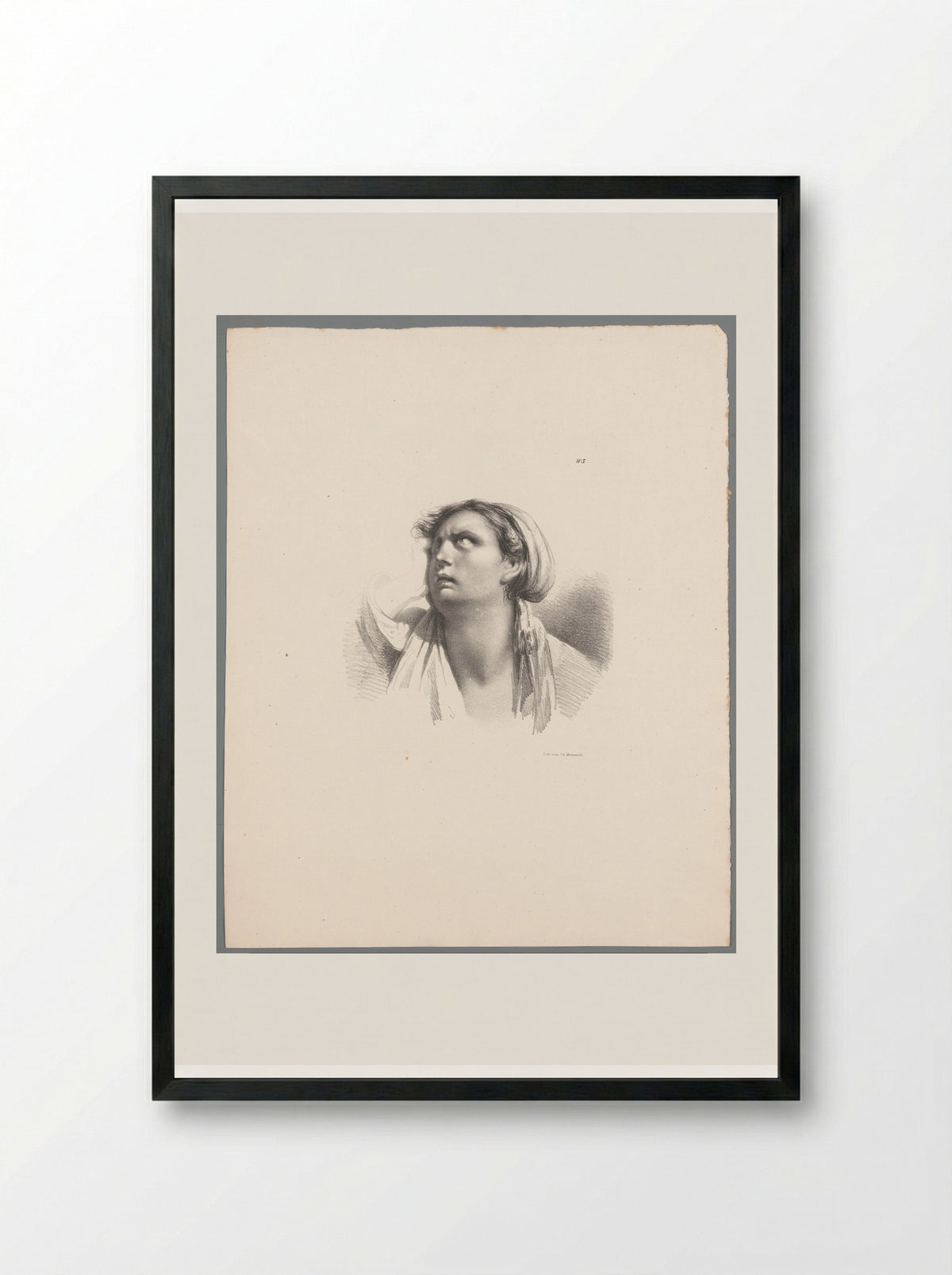 Vrouw met hoofddoek - Jean Augustin Daiwaille - Framed Print Black