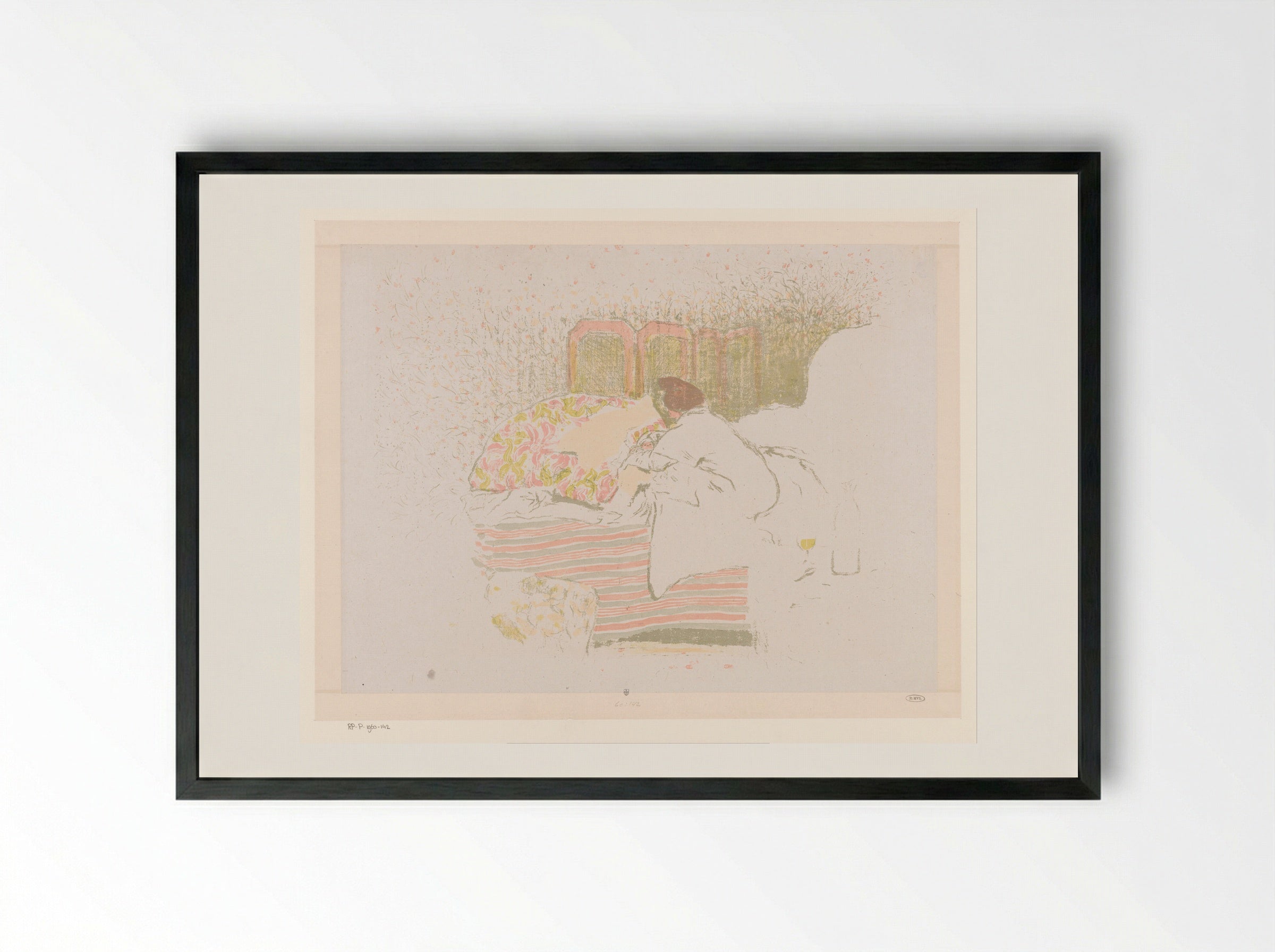 Vrouw met kind op bed - Édouard Vuillard - Framed Print Black