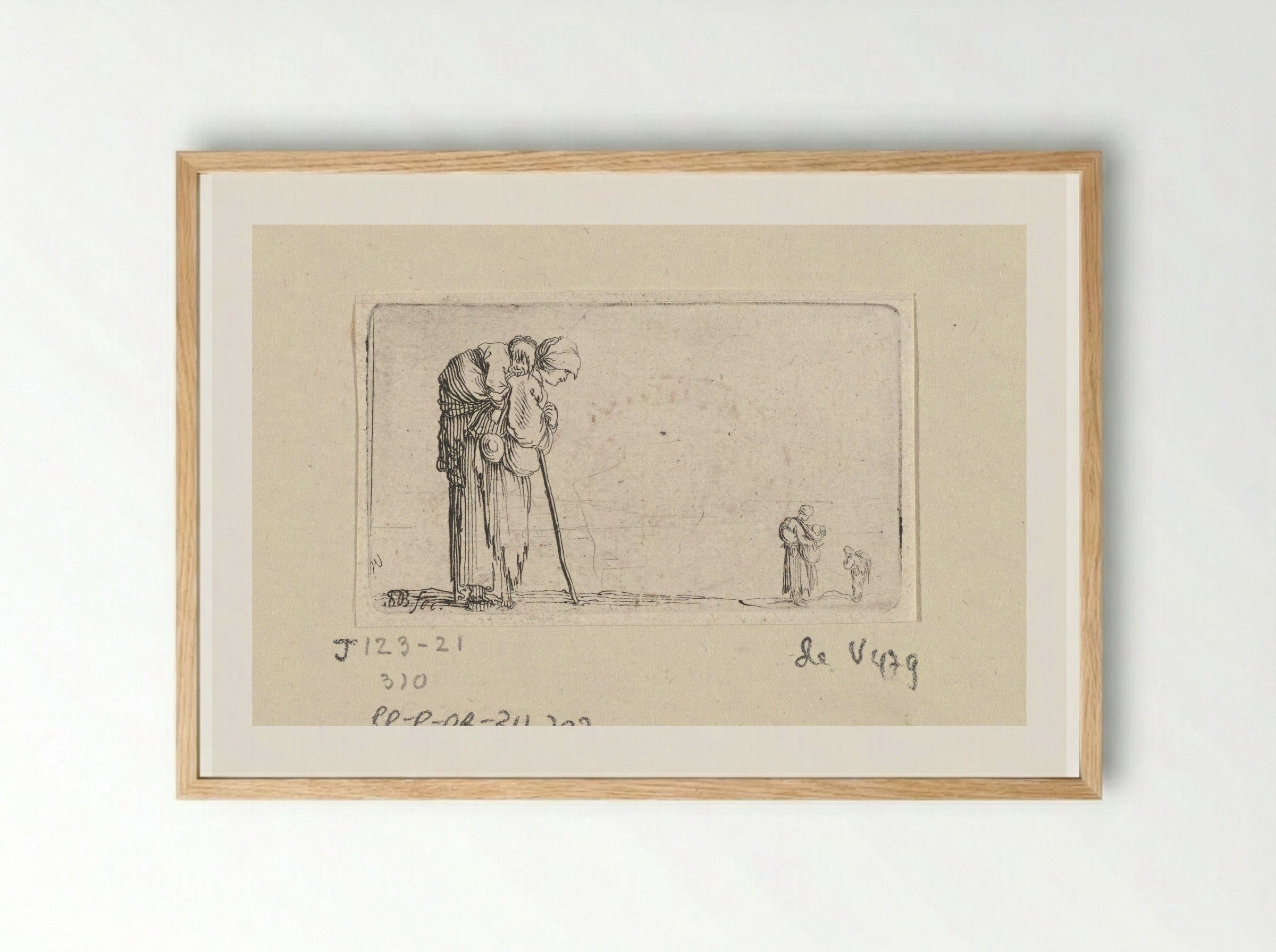 Vrouw met kind op rug - Jacques van Merlen - Framed Print Wood