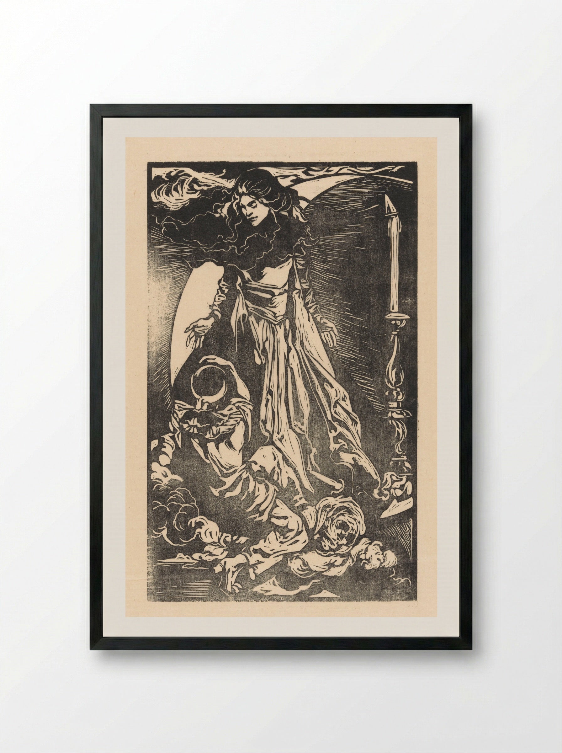 Vrouw met maansikkel - Johannes Josephus Aarts - Framed Print Black