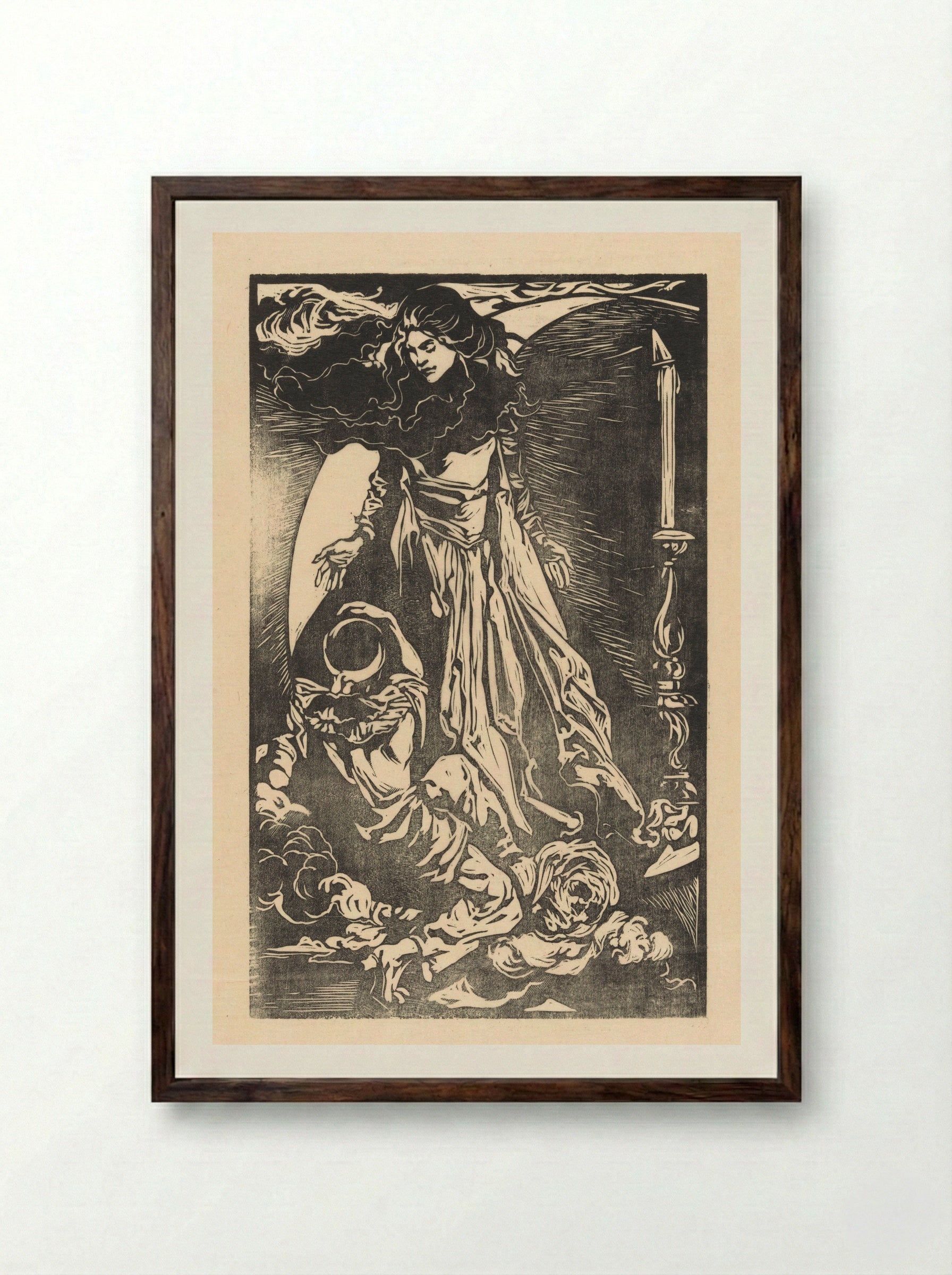 Vrouw met maansikkel - Johannes Josephus Aarts - Framed Print Dark Wood