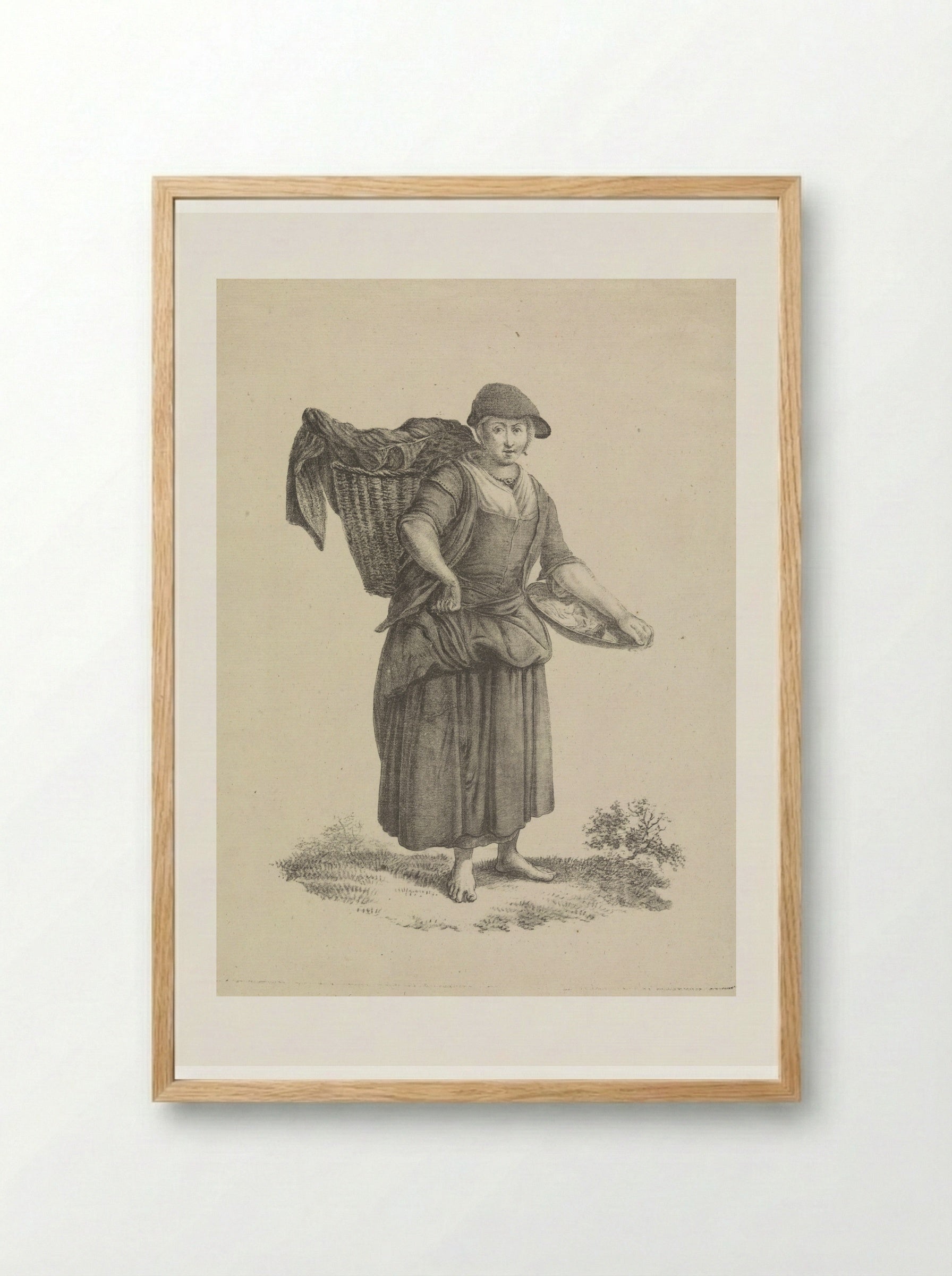 Vrouw met mand op de rug - Pieter Bartholomeusz. Barbiers - Framed Print Wood