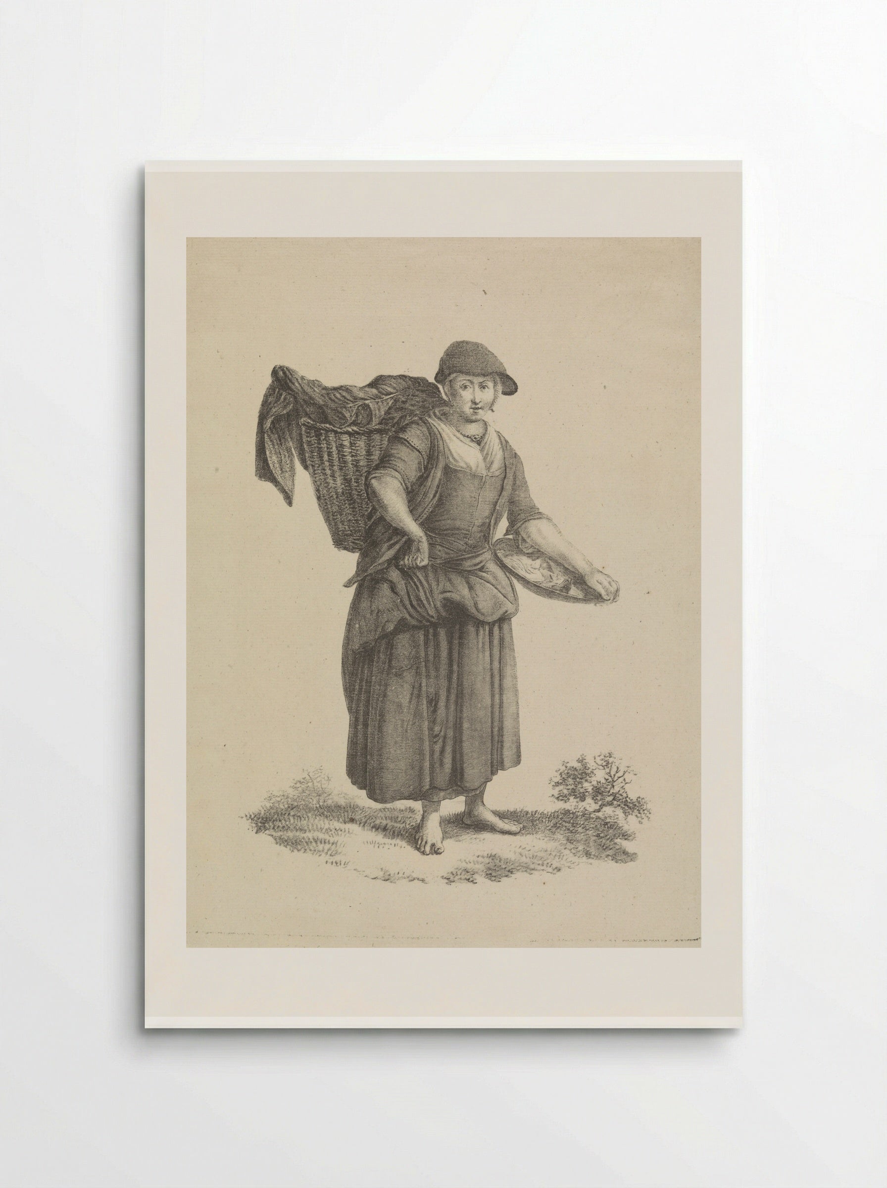 Vrouw met mand op de rug - Pieter Bartholomeusz. Barbiers - Poster