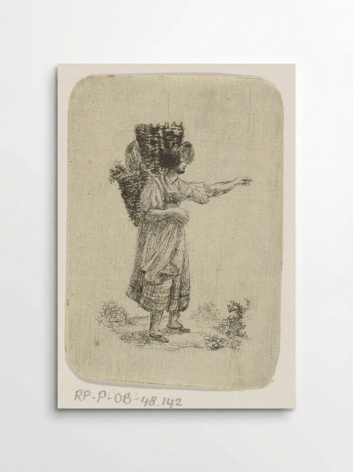 Vrouw met manden op de rug - Otto Baron Howen - Poster