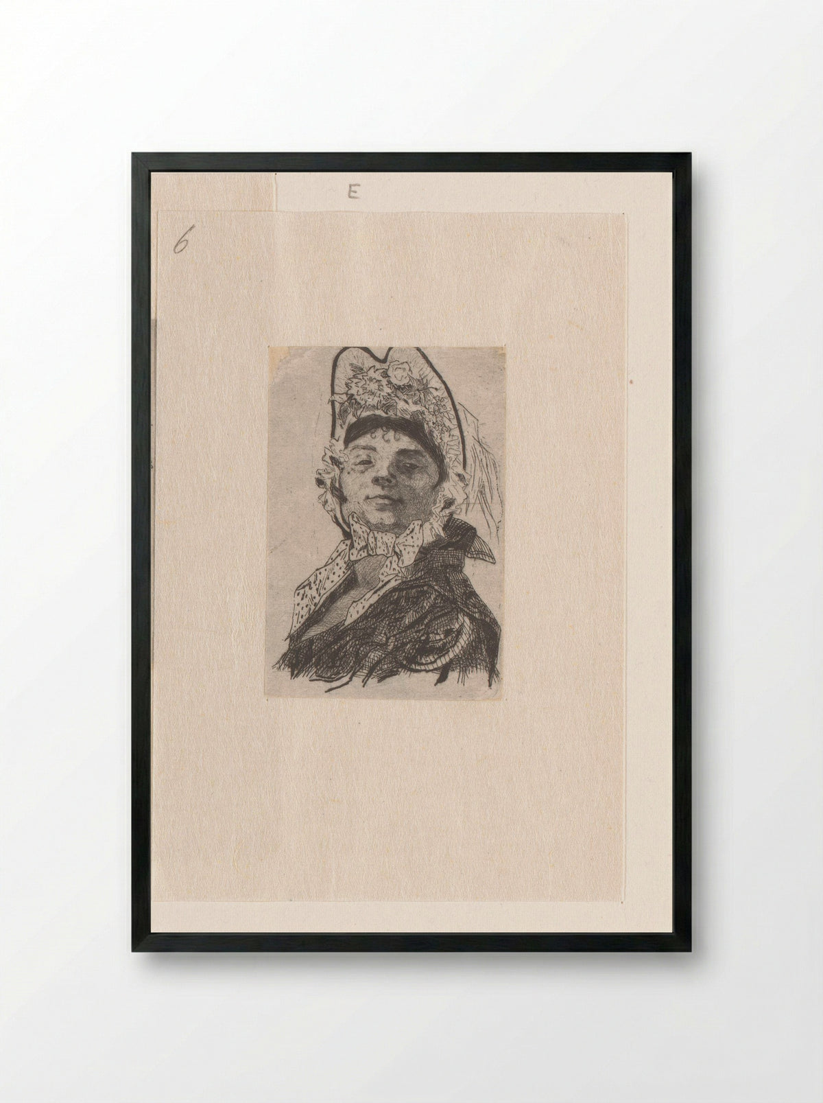 Vrouw met muts op het hoofd - Félicien Rops - Framed Print Black