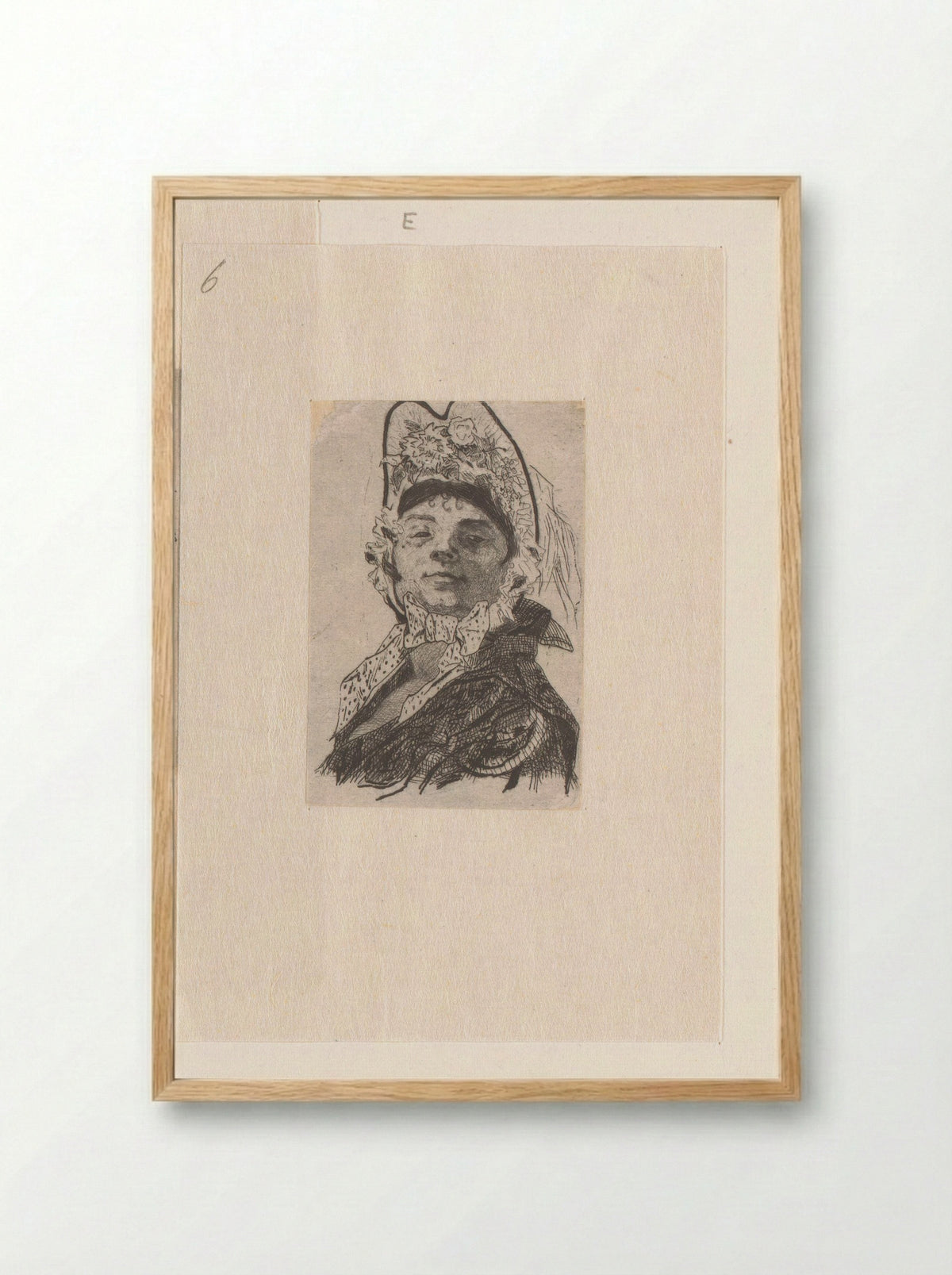 Vrouw met muts op het hoofd - Félicien Rops - Framed Print Wood