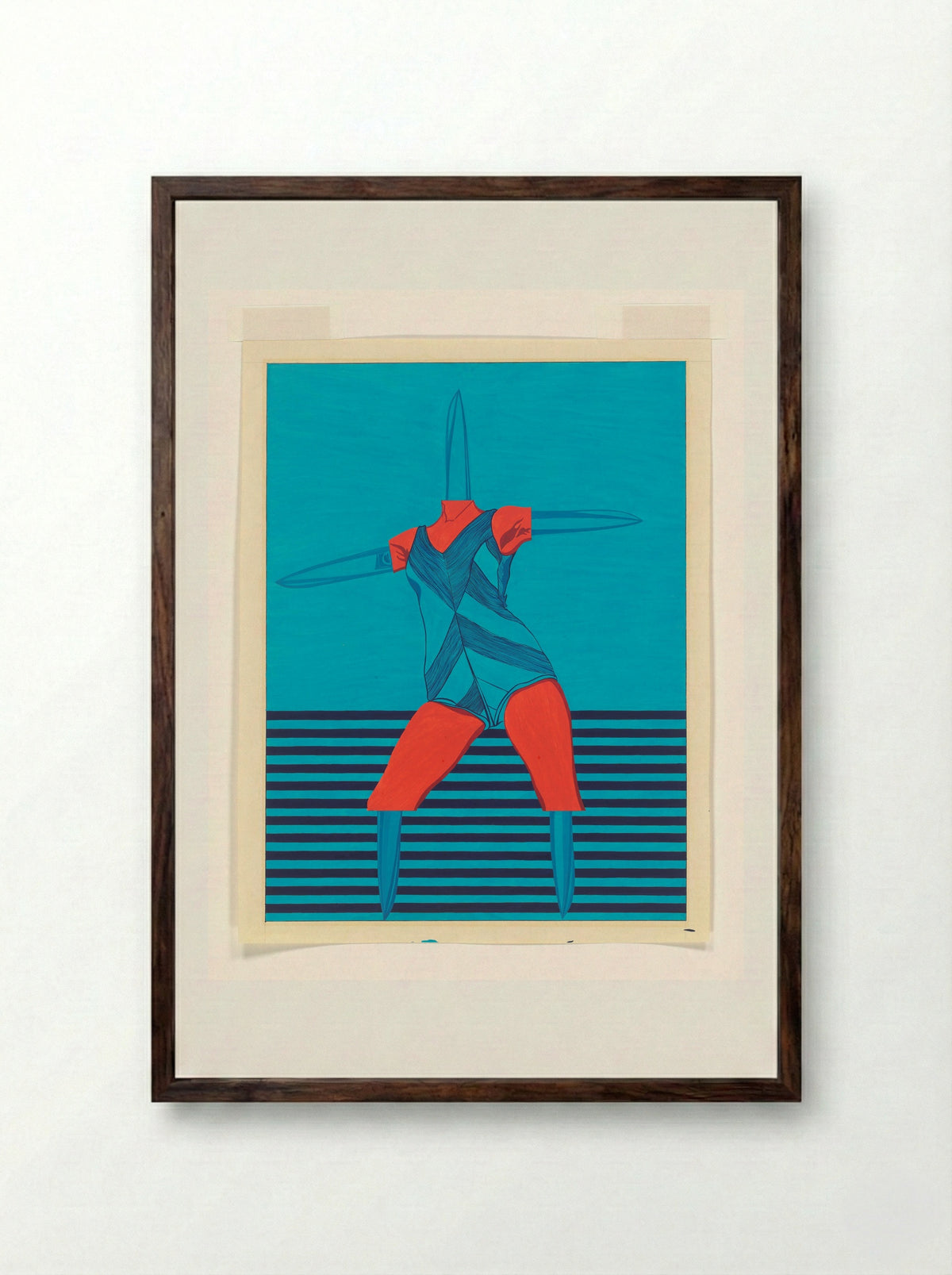 Vrouw met schaar 2 - Fred van der Wal - Framed Print Dark Wood