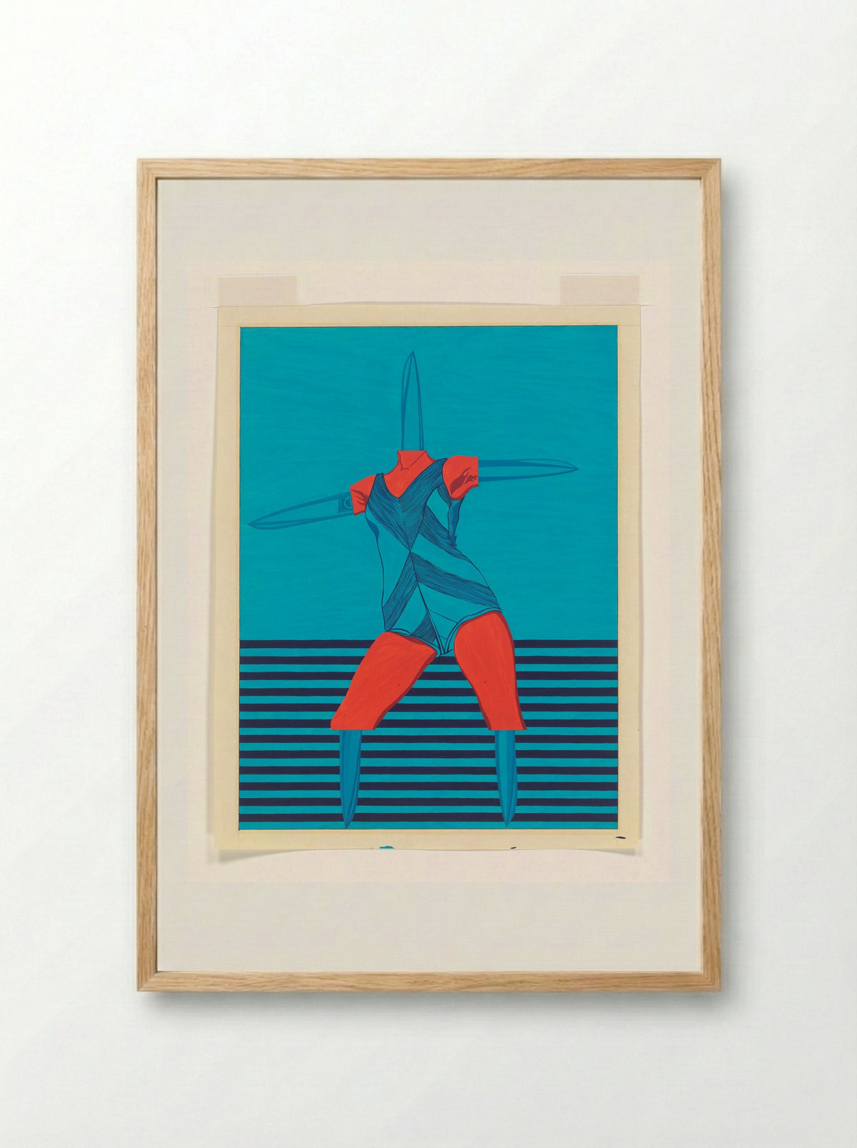 Vrouw met schaar 2 - Fred van der Wal - Framed Print Wood
