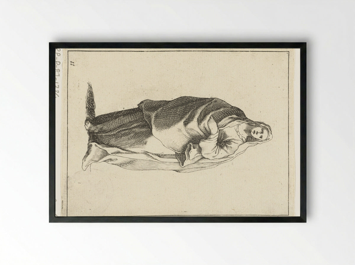 Vrouw met sluier over haar hoofd - Frederick Bloemaert - Framed Print Black