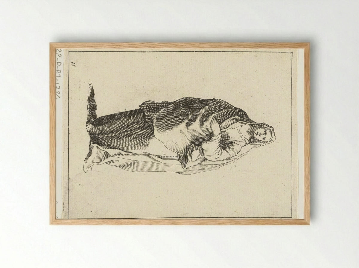 Vrouw met sluier over haar hoofd - Frederick Bloemaert - Framed Print Wood