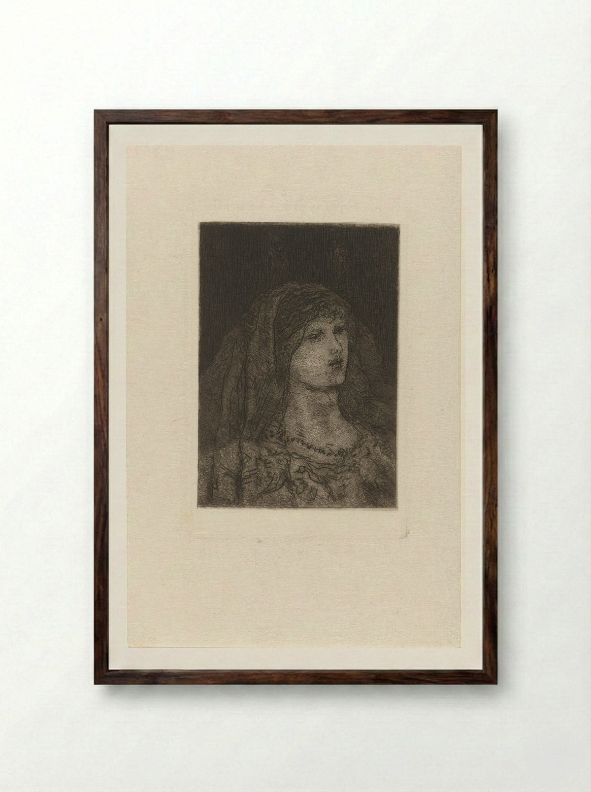 Vrouw met sluier - Matthijs Maris - Framed Print Dark Wood
