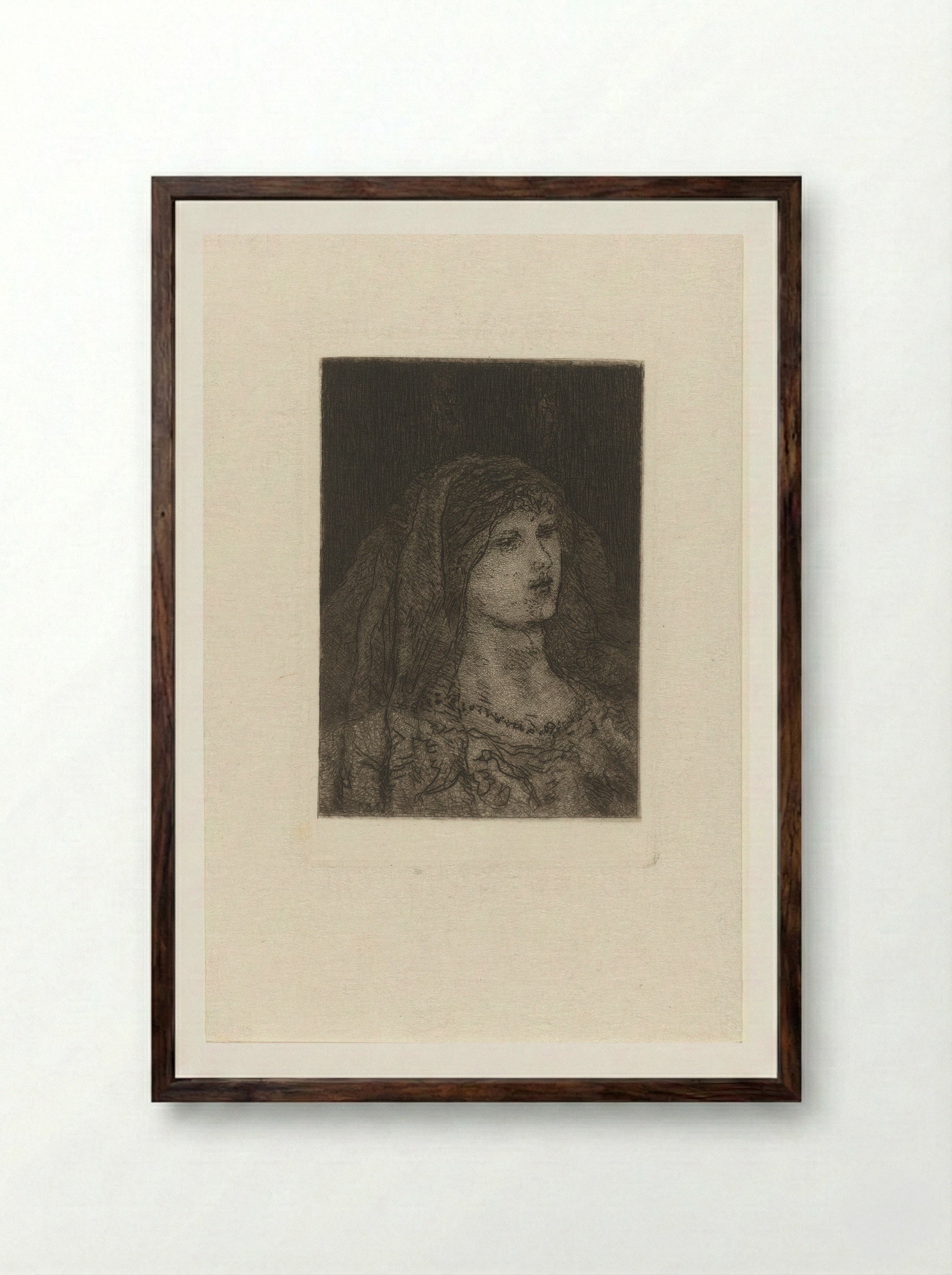 Vrouw met sluier - Matthijs Maris - Framed Print Dark Wood