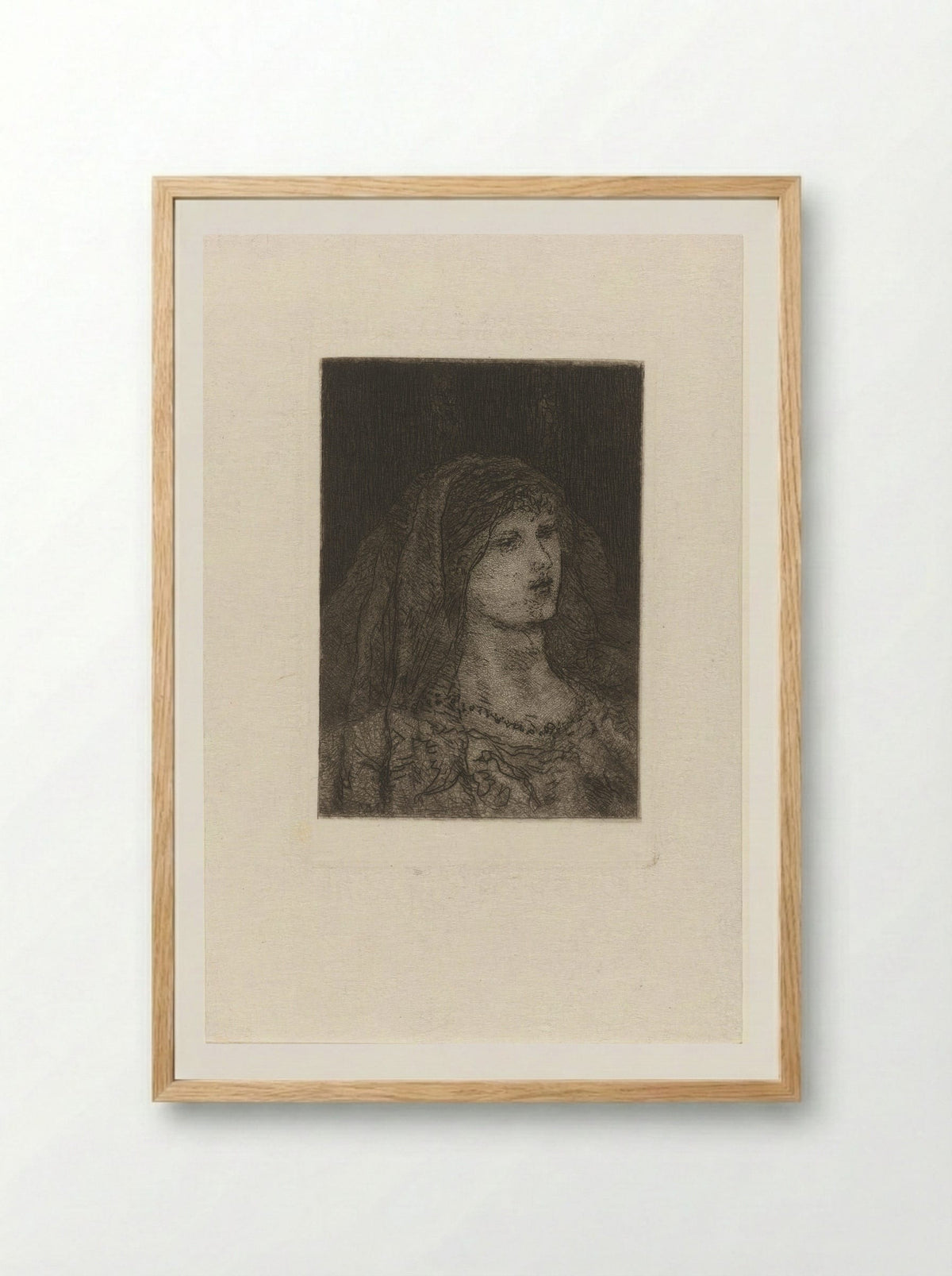 Vrouw met sluier - Matthijs Maris - Framed Print Wood