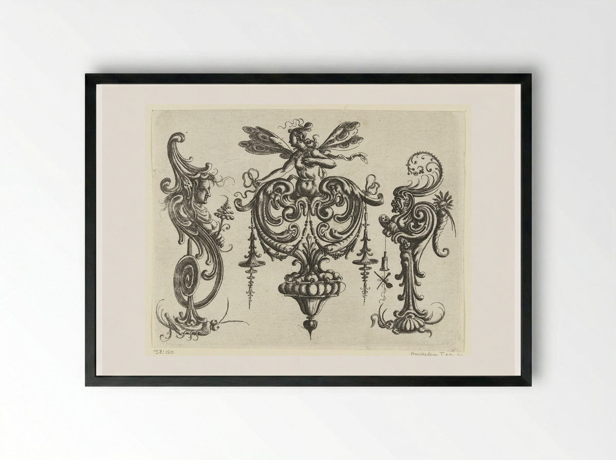 Vrouw met vleugels - Christoph Jamnitzer - Framed Print Black