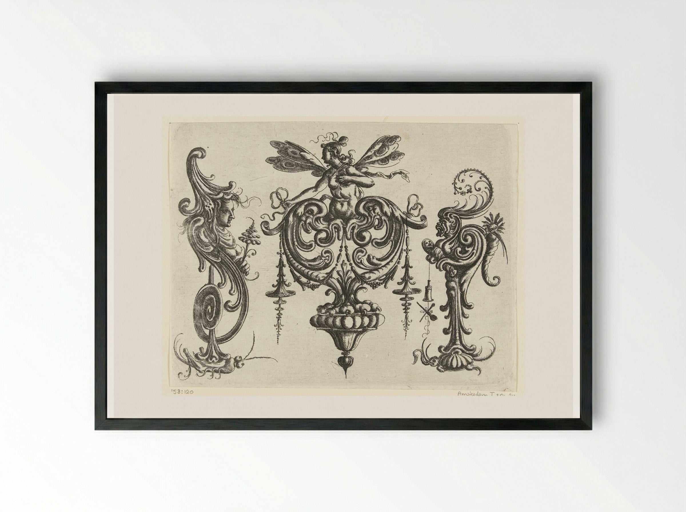 Vrouw met vleugels - Christoph Jamnitzer - Framed Print Black