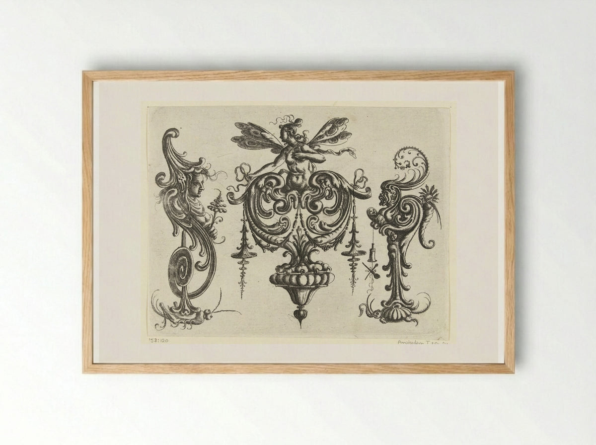 Vrouw met vleugels - Christoph Jamnitzer - Framed Print Wood