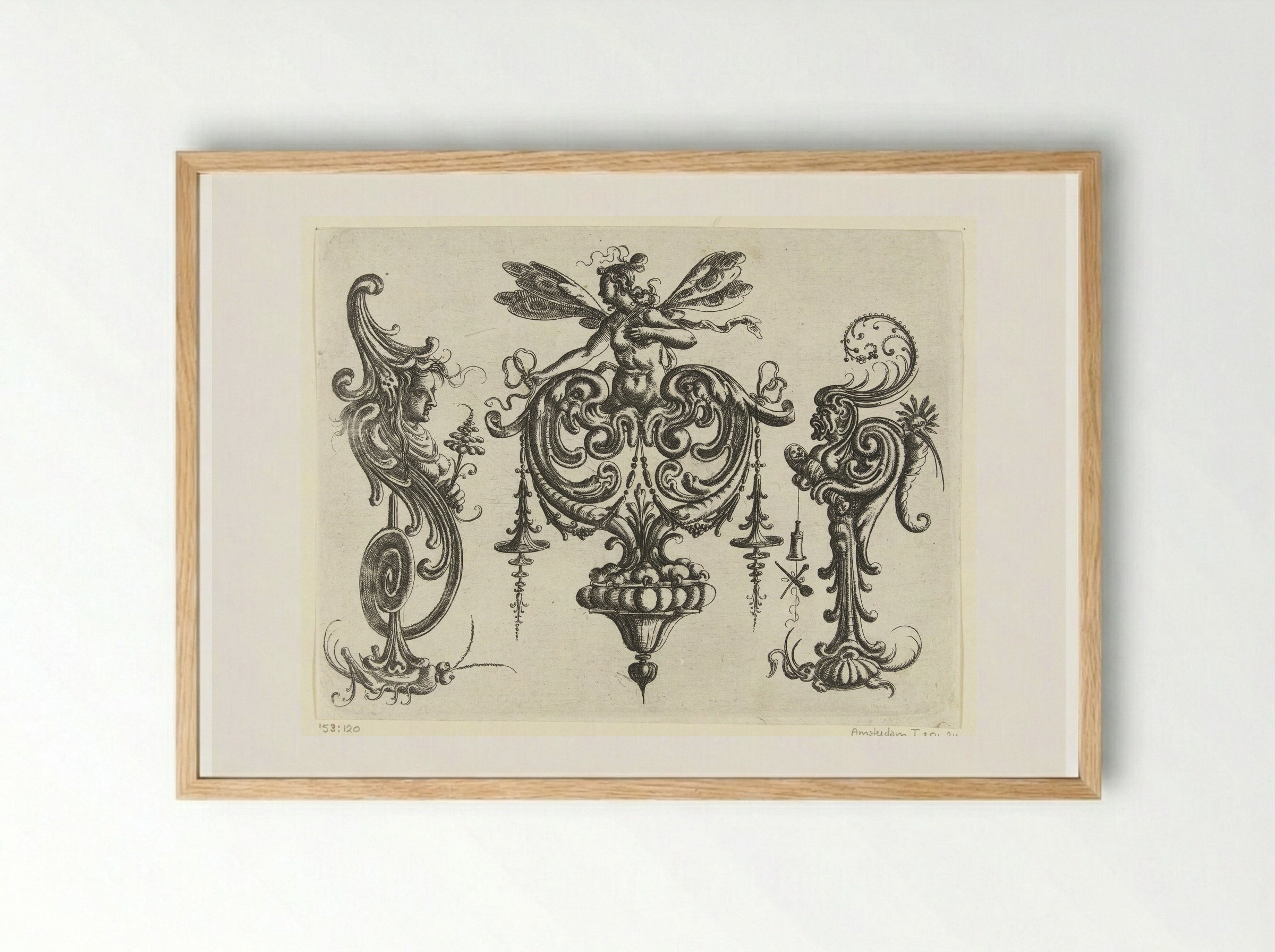 Vrouw met vleugels - Christoph Jamnitzer - Framed Print Wood