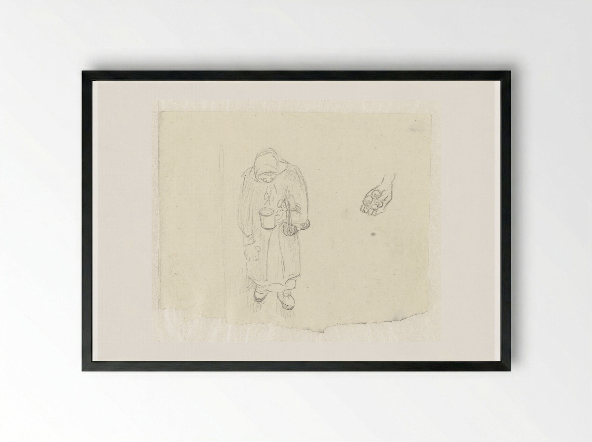 Vrouw met voedselrantsoenen in Ravensbrück - Aat Breur-Hibma - Framed Print Black
