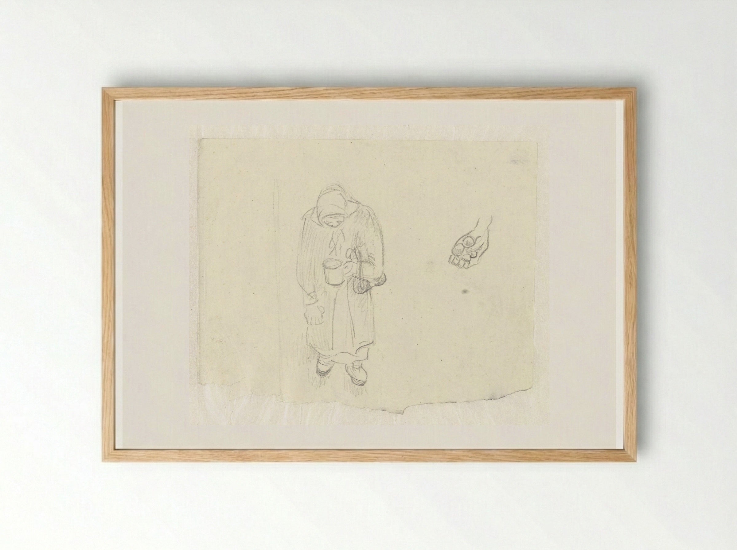 Vrouw met voedselrantsoenen in Ravensbrück - Aat Breur-Hibma - Framed Print Wood