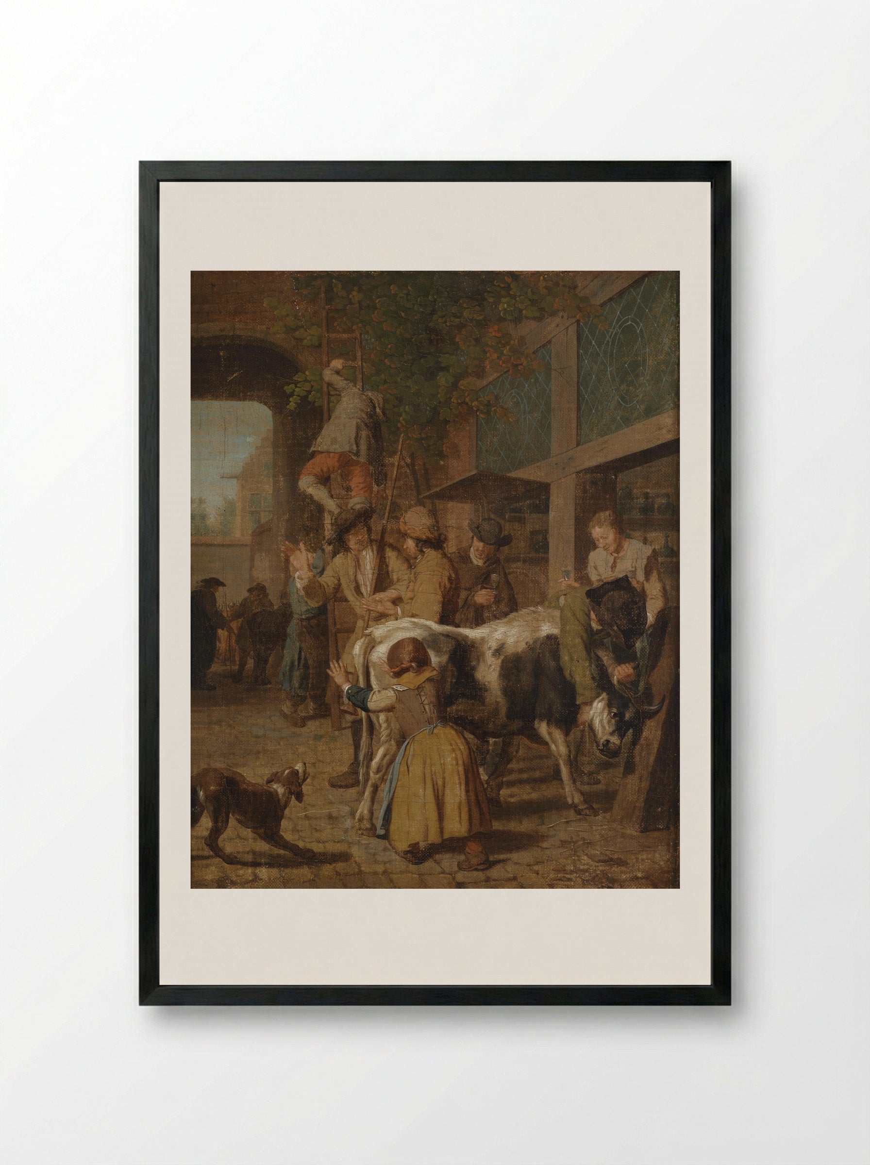 Vrouw met wikkelkind en vrouw met soepkom - Jan Josef Horemans (I) - Framed Print Black