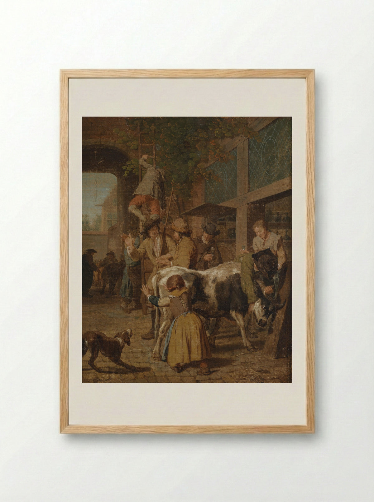 Vrouw met wikkelkind en vrouw met soepkom - Jan Josef Horemans (I) - Framed Print Wood