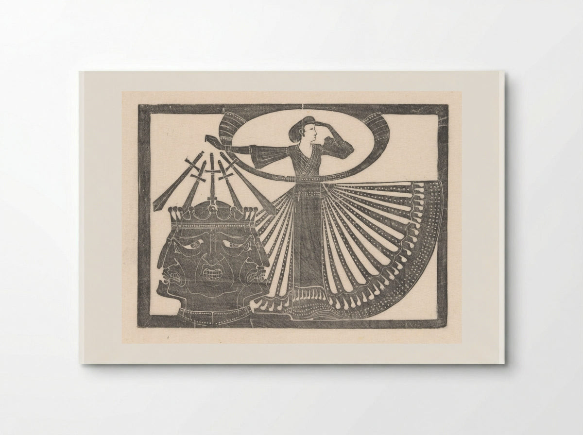 Vrouw naast hoofd met meerdere gezichten - Karel Petrus Cornelis de Bazel - Poster