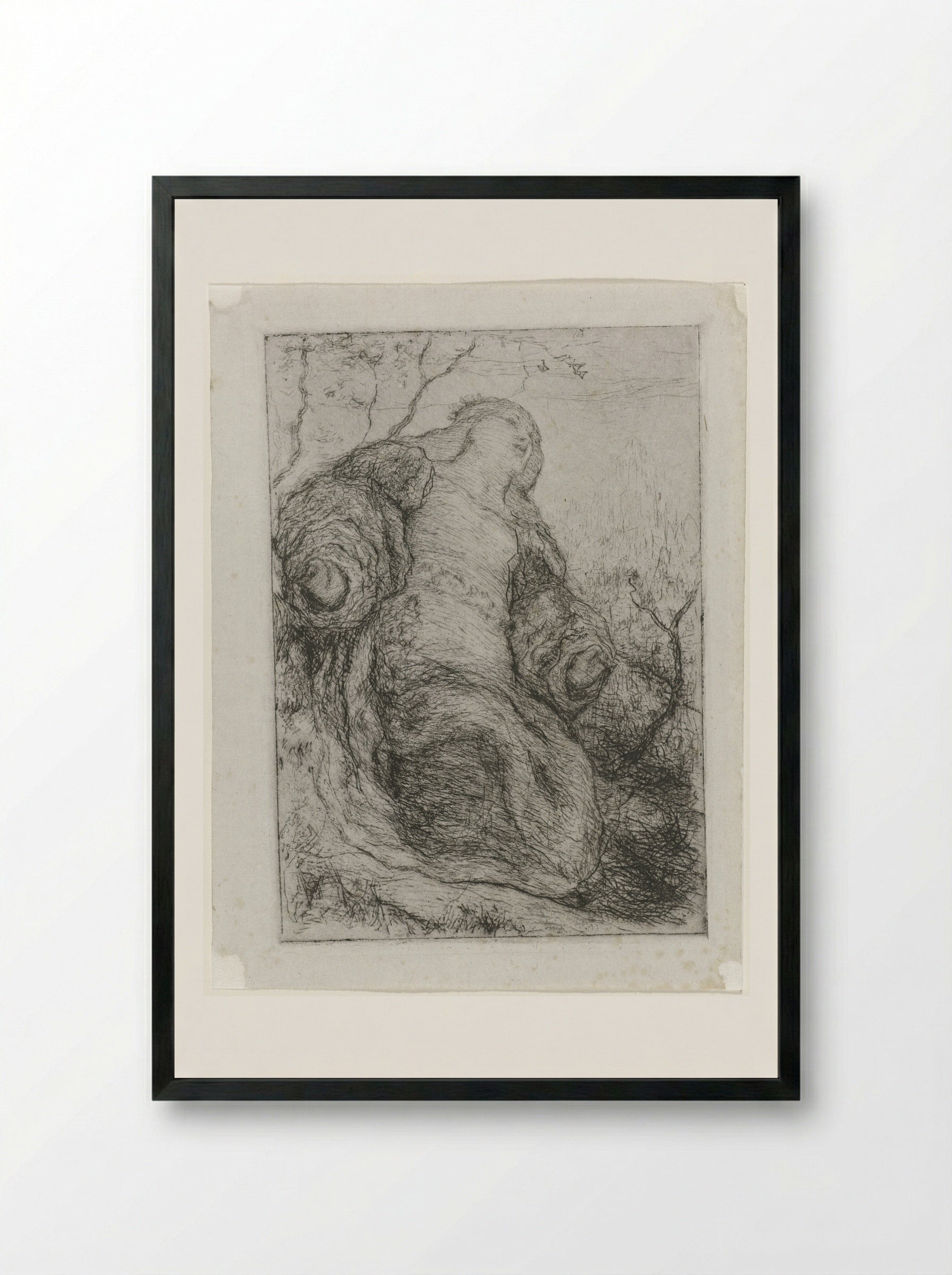 Vrouw onder een boom - Matthijs Maris - Framed Print Black