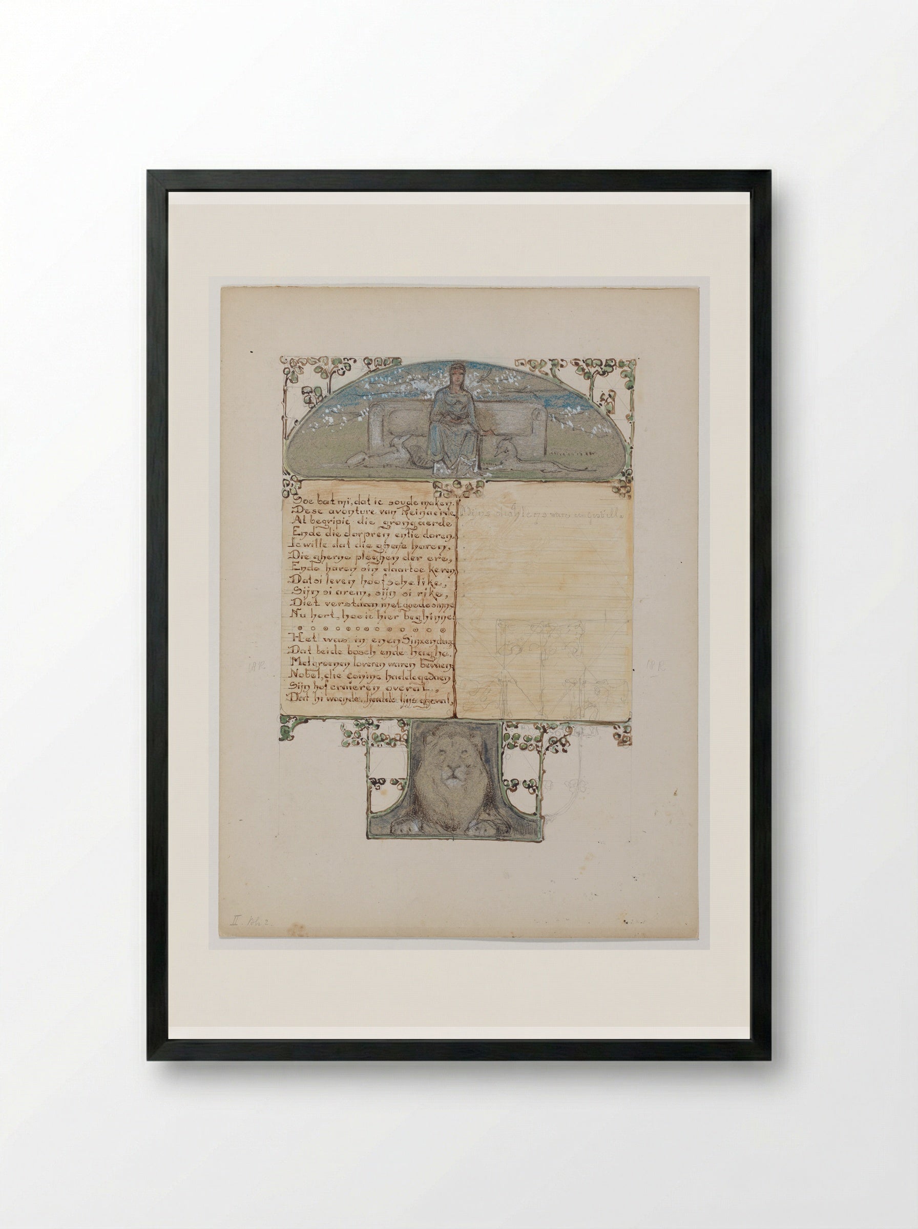 Vrouw op een bank (Woman on a Bench) - Bernard Willem Wierink - Framed Print Black