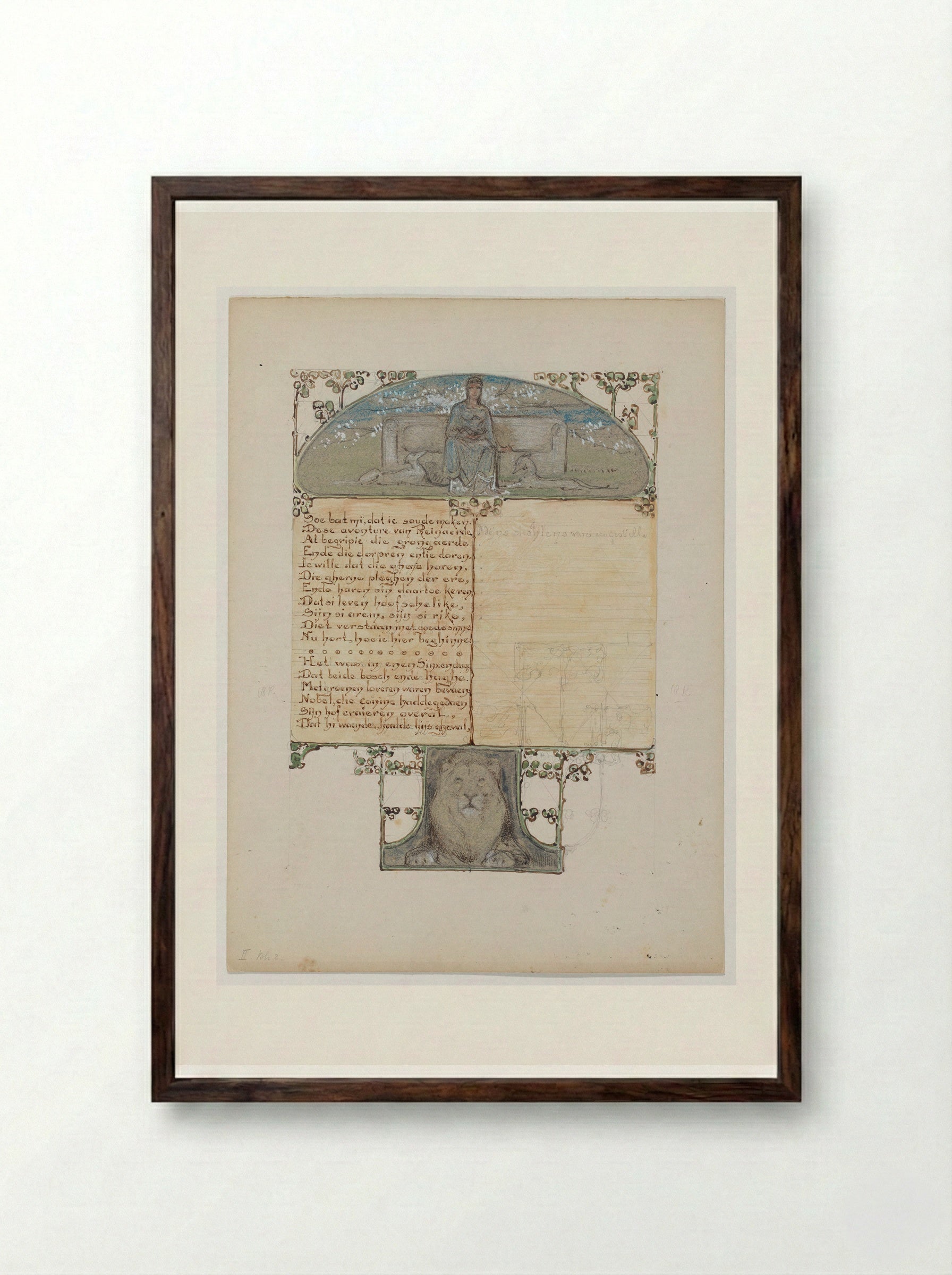 Vrouw op een bank (Woman on a Bench) - Bernard Willem Wierink - Framed Print Dark Wood