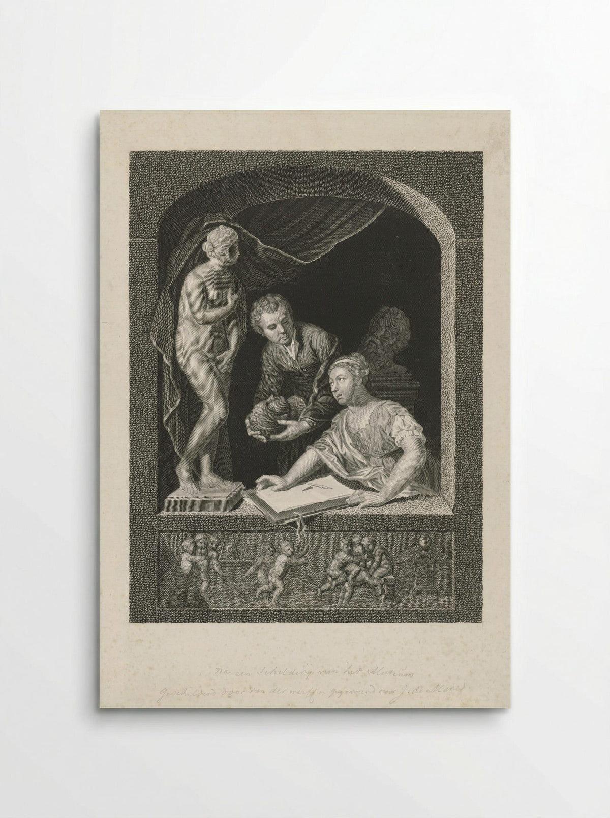 Vrouw tekenend in een venster - Johannes de Mare - Poster