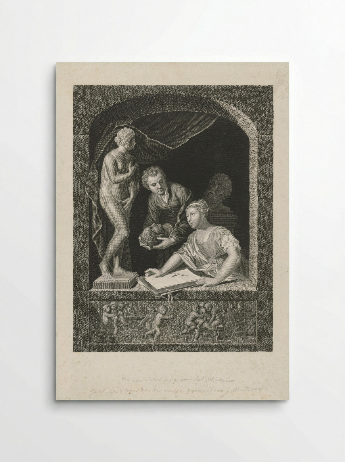 Vrouw tekenend in een venster - Johannes de Mare - Poster