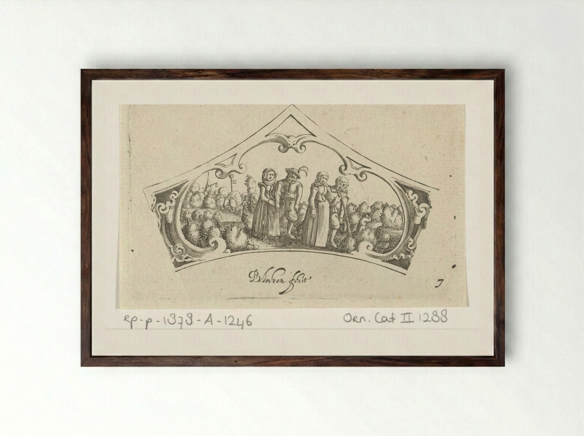 Vrouwen begeleiden beschonken mannen - Claes Jansz. Visscher (II) - Framed Print Dark Wood