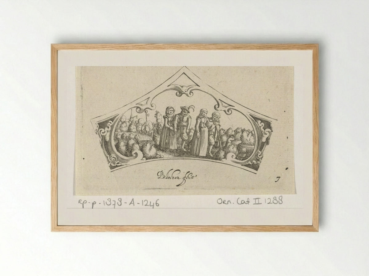 Vrouwen begeleiden beschonken mannen - Claes Jansz. Visscher (II) - Framed Print Wood