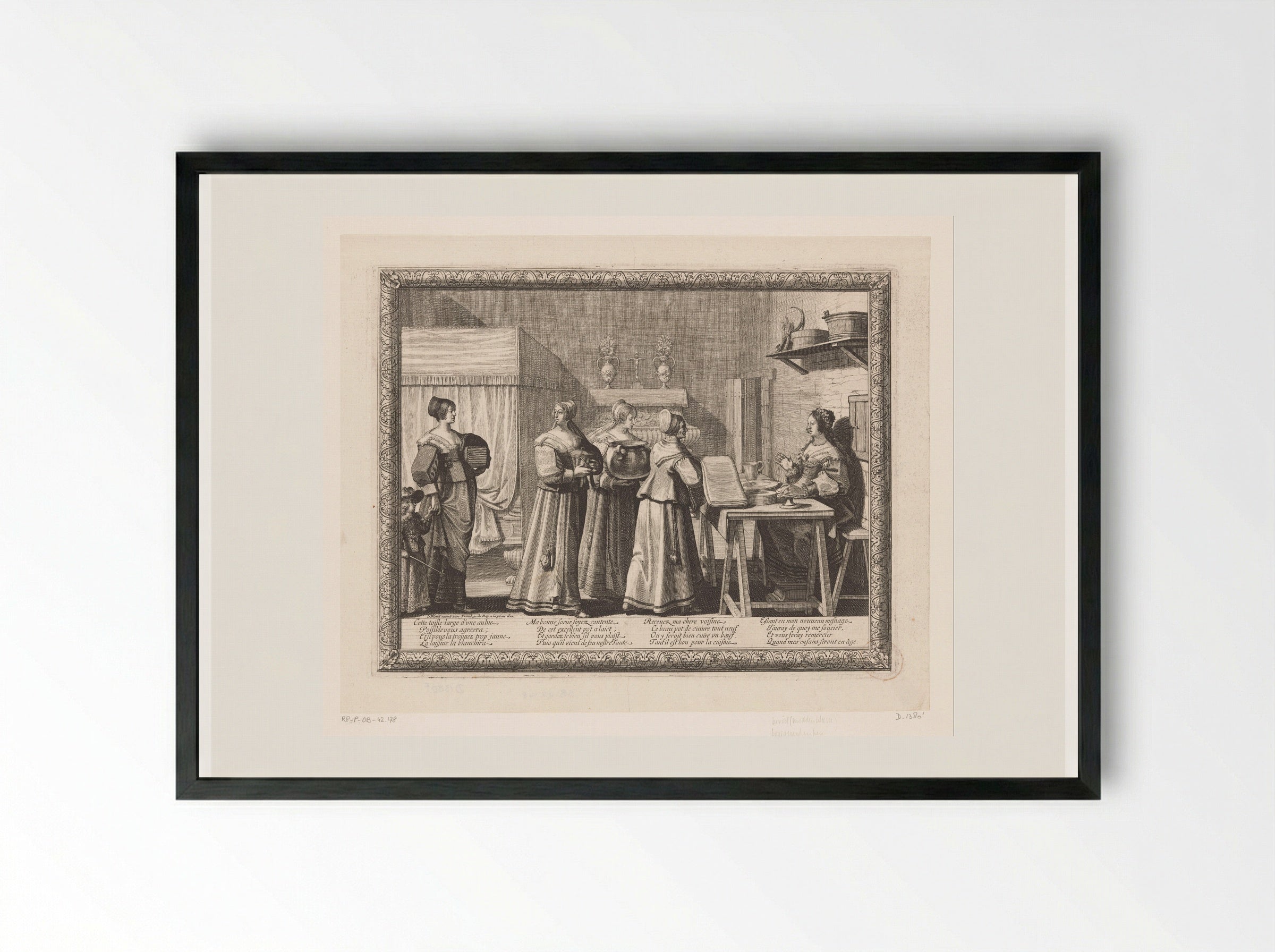 Vrouwen brengen geschenken naar de bruid - Abraham Bosse - Framed Print Black