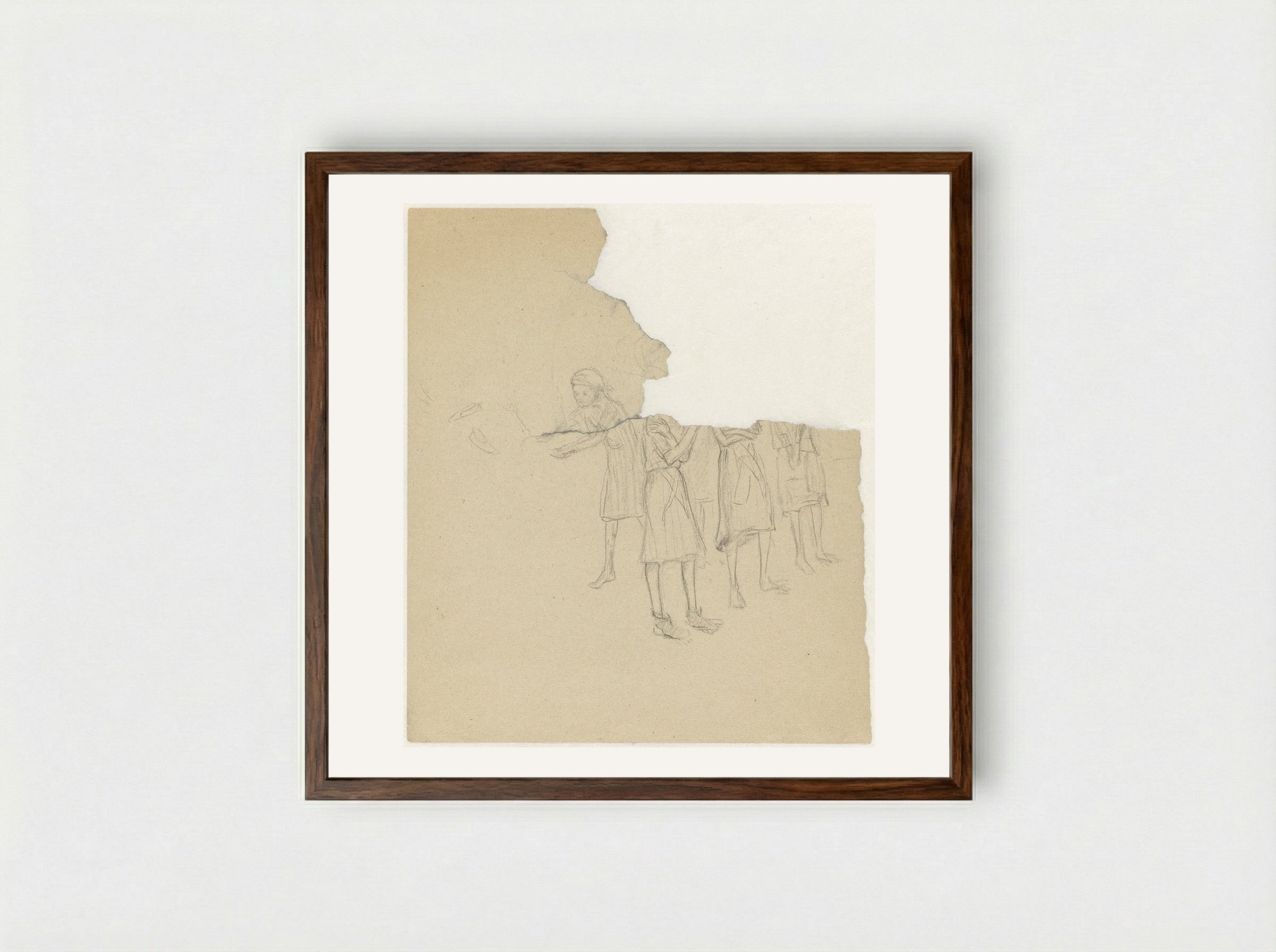 Vrouwen op appèl in Ravensbrück - Aat Breur-Hibma - Framed Print Dark Wood