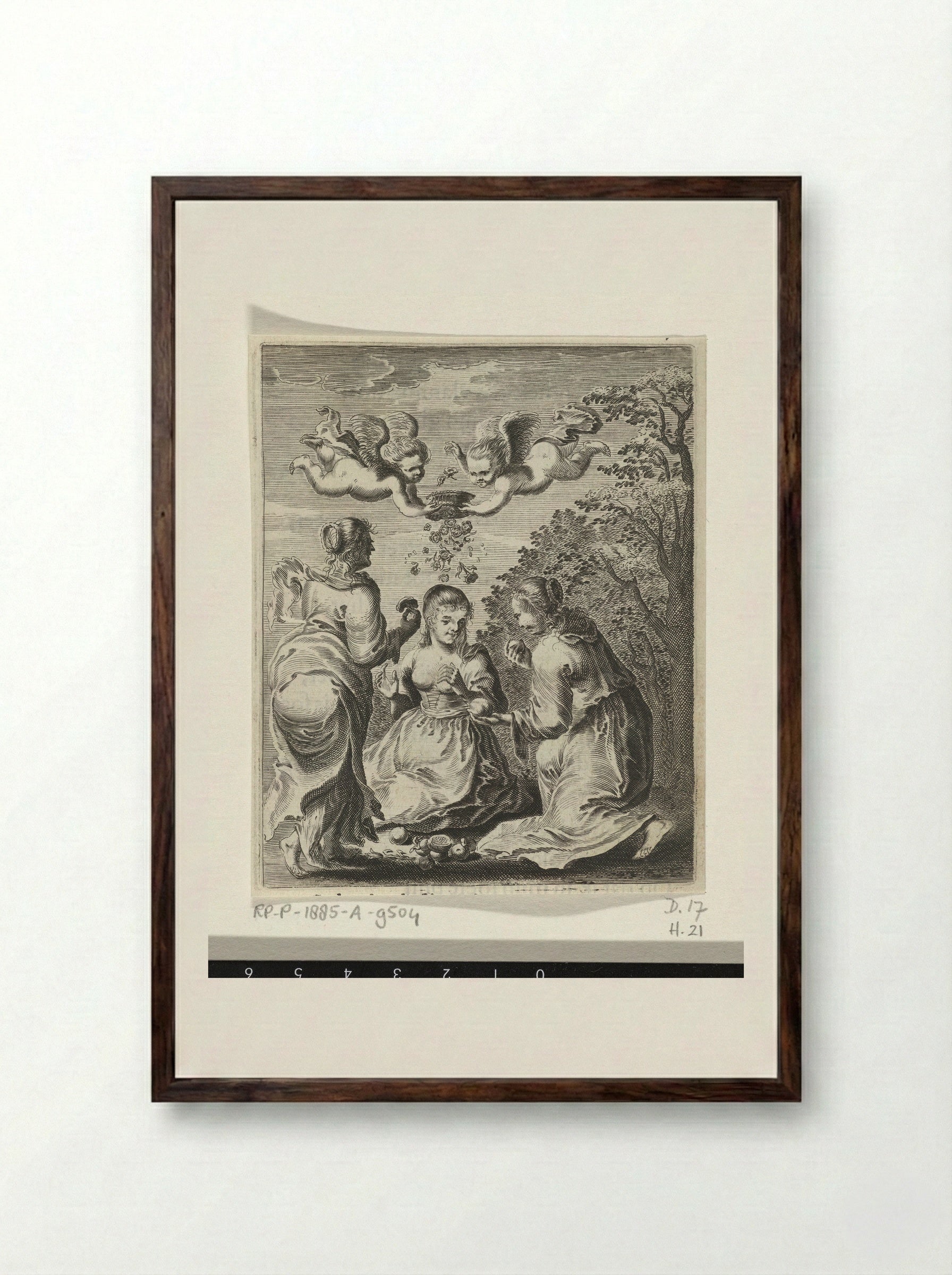 Vrouwen tussen appels en rozen van liefde - Pieter Nolpe - Framed Print Dark Wood