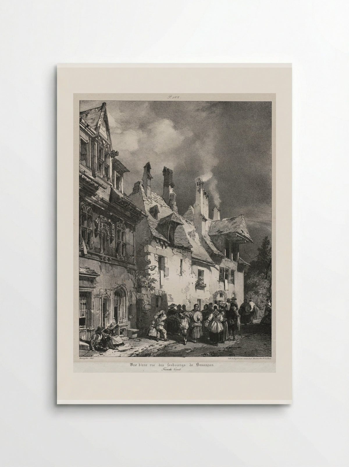 Vue d'une rue des faubourgs de Besançon - Richard Parkes Bonington - Poster