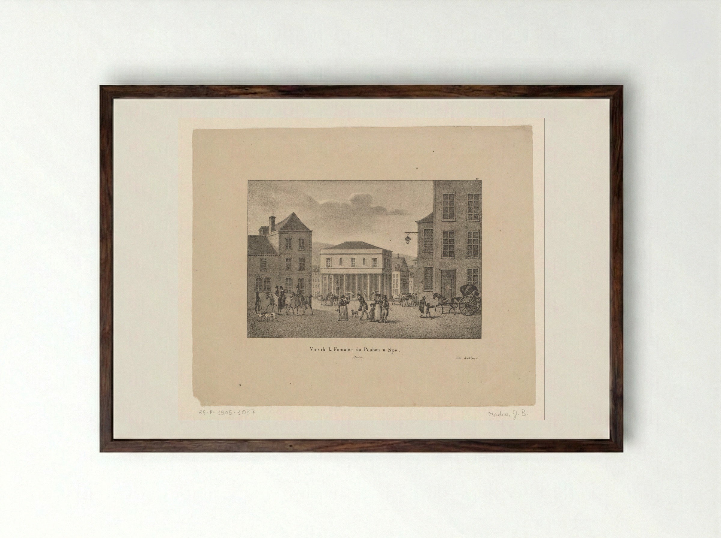 Vue de la Fontaine du Pouhon à Spa - Jean Baptiste Madou - Framed Print Dark Wood