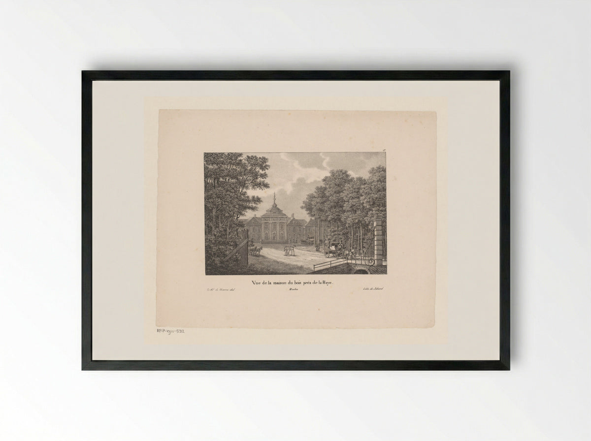 Vue de la maison du bois près de la Haye - Jean-Baptiste Madou - Framed Print Black