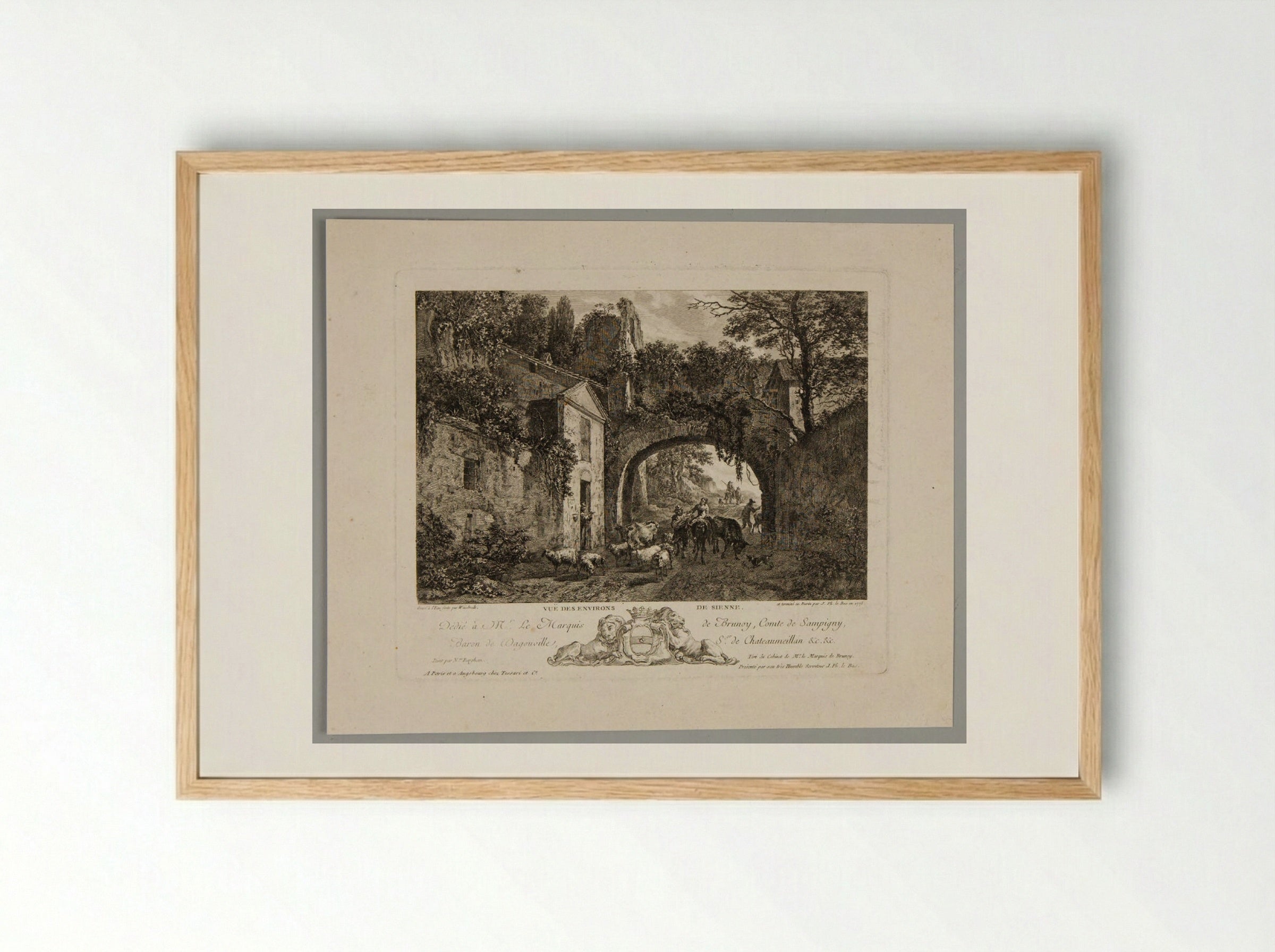 Vue des environs de Sienne - Carl Wilhelm Weisbrod - Framed Print Wood
