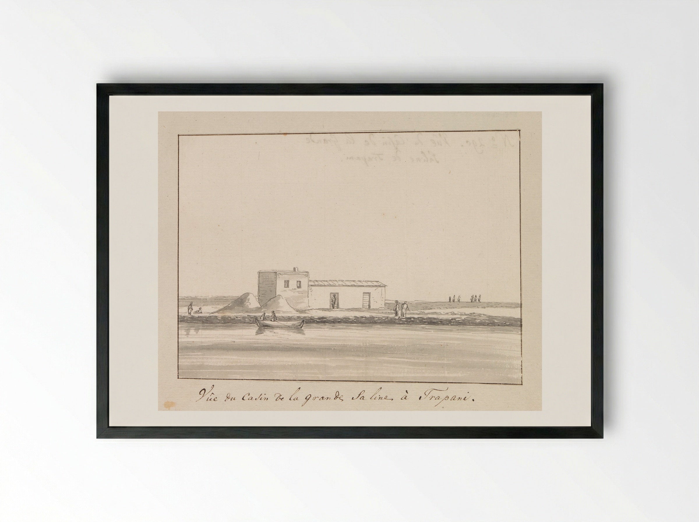 Vue du Casin de la grande Saline, à Trapani - Louis Ducros - Framed Print Black