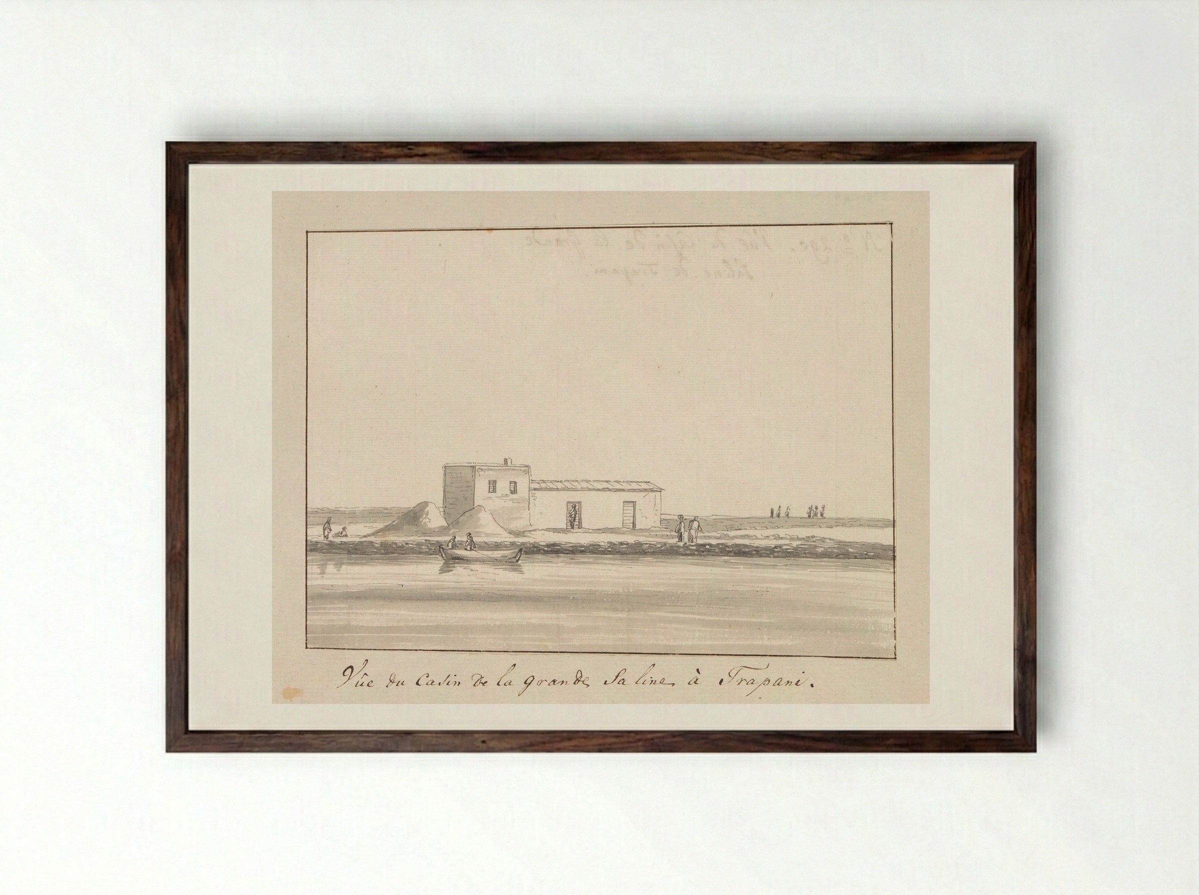 Vue du Casin de la grande Saline, à Trapani - Louis Ducros - Framed Print Dark Wood