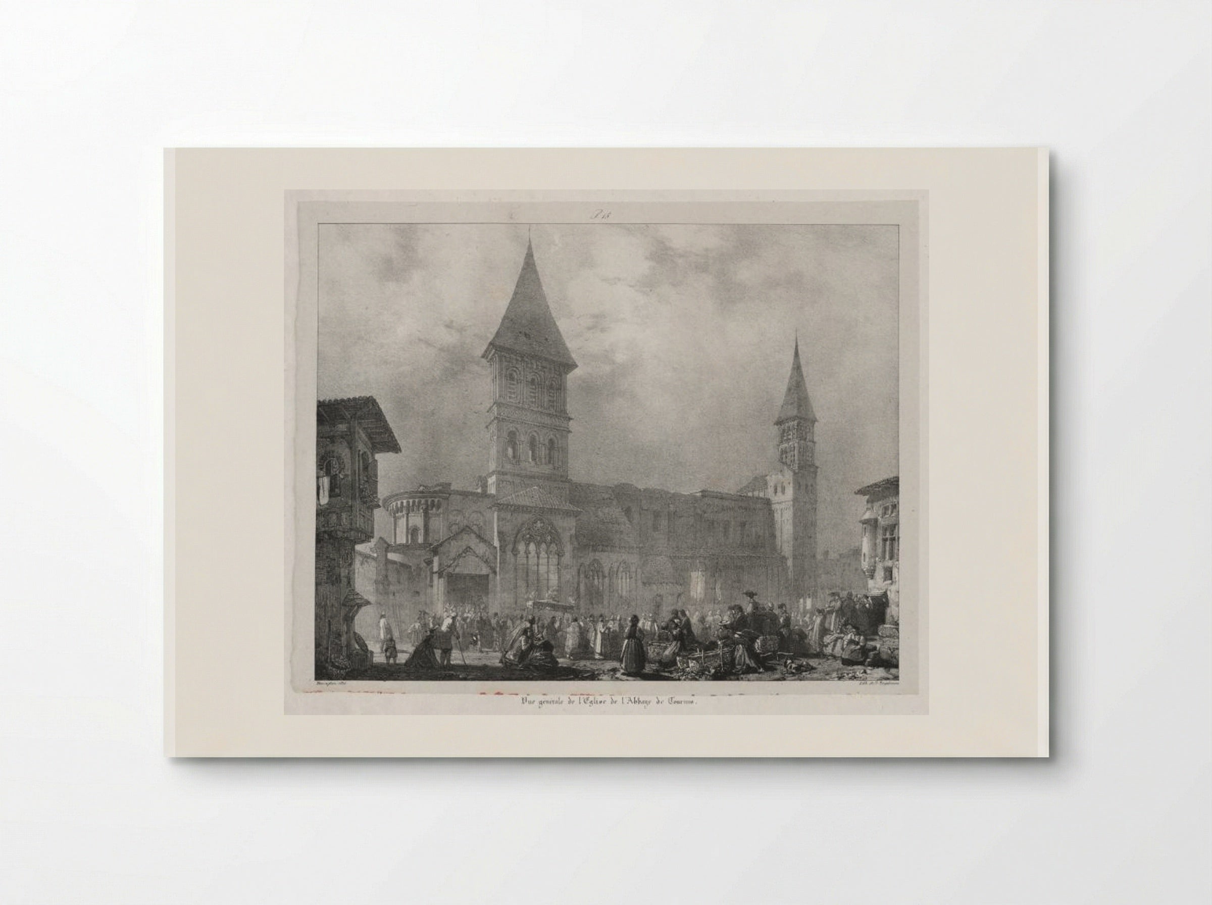 Vue générale de l'église de l'Abbaye de Tournus - Richard Parkes Bonington - Poster