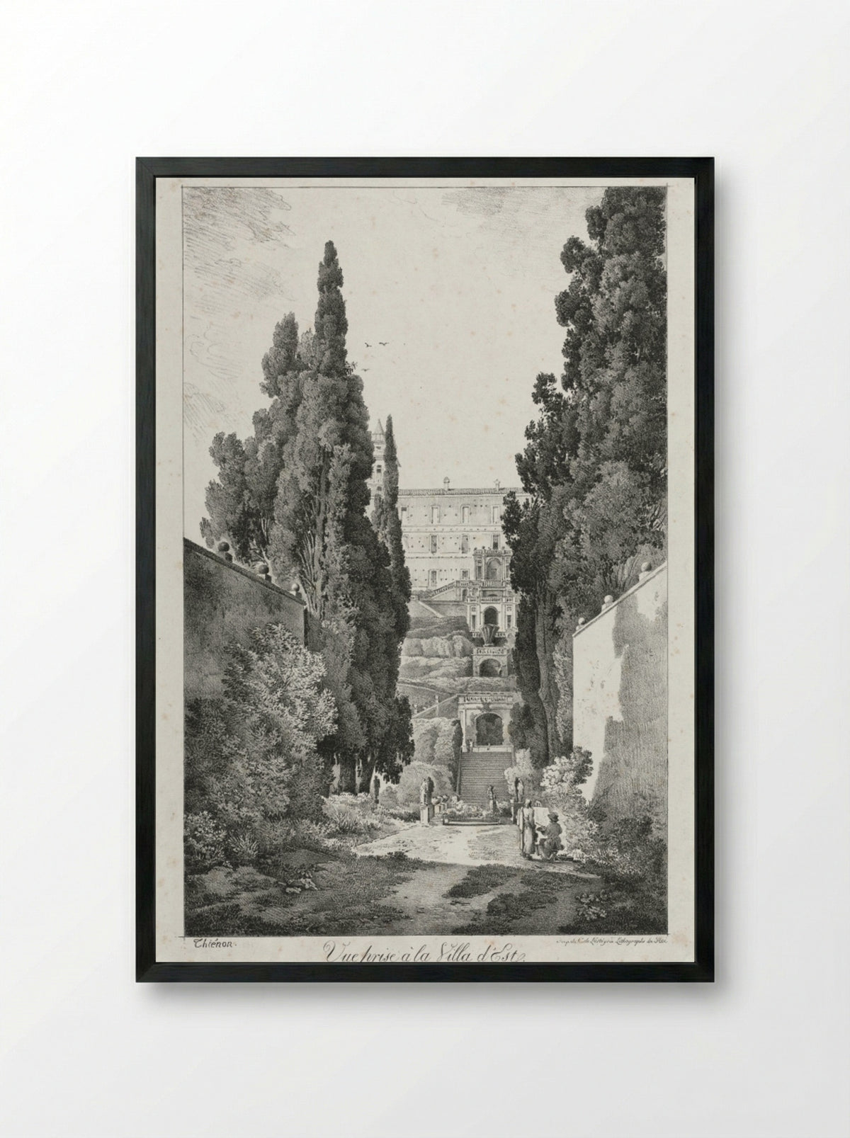 Vue prise à la Villa d'Este - Claude Thiénon - Framed Print Black