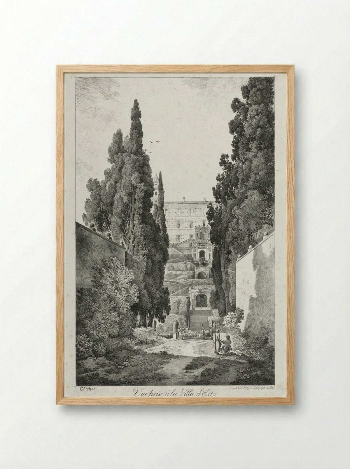 Vue prise à la Villa d'Este - Claude Thiénon - Framed Print Wood