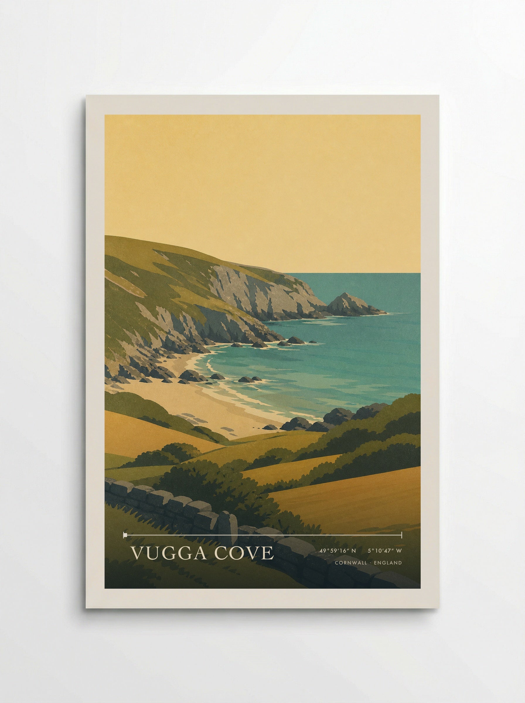 Vugga Cove Cornwall England Travel Poster - Poster