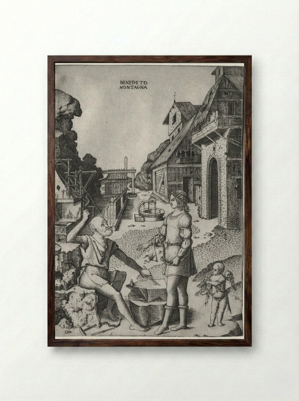 Vulcan, Apollo and Cupid - Benedetto Montagna - Framed Print Dark Wood