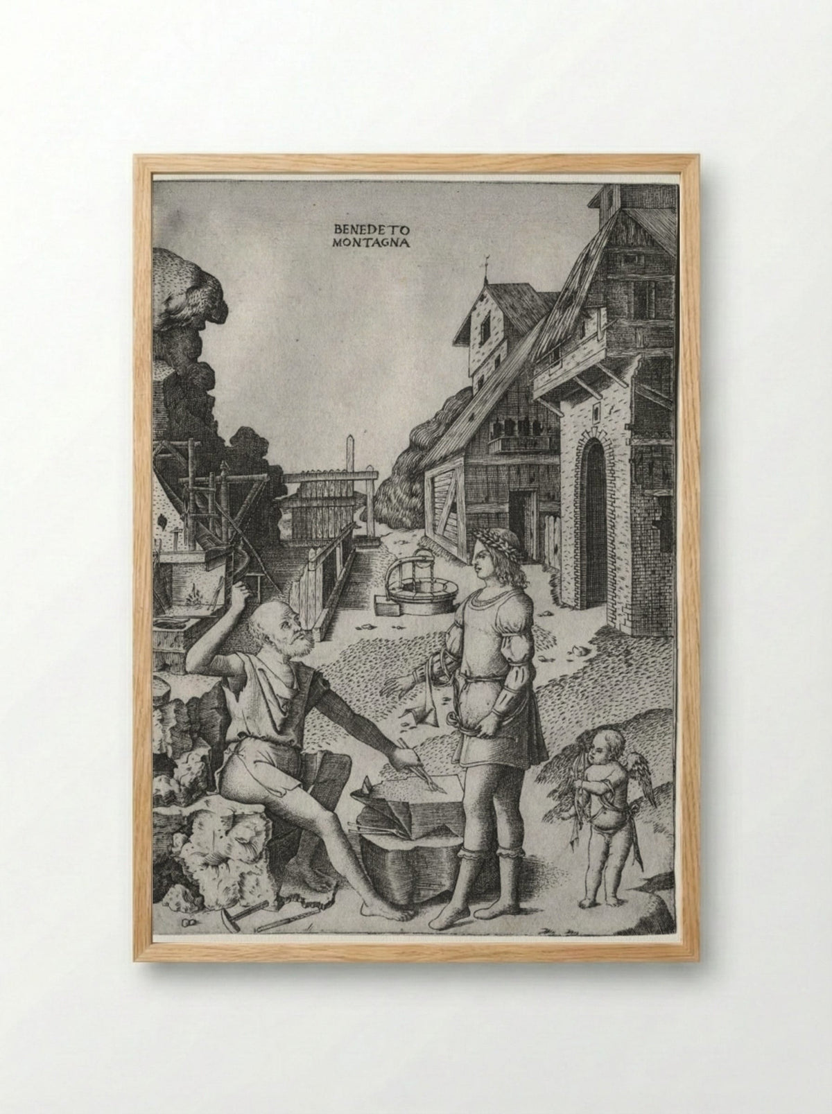 Vulcan, Apollo and Cupid - Benedetto Montagna - Framed Print Wood